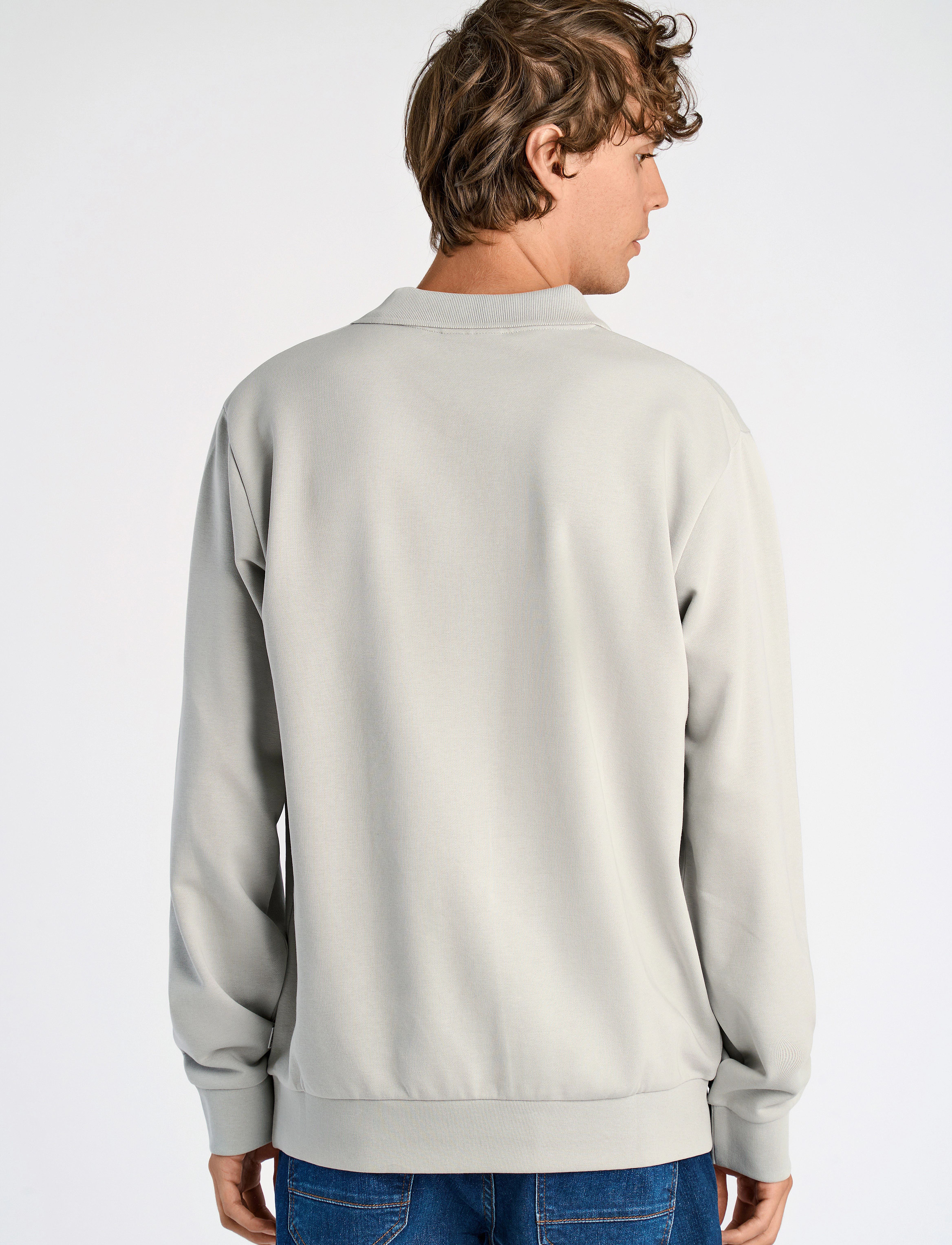 Lindbergh - Jersey split neck w. collar L/ - langärmelig - soft grey - 3
