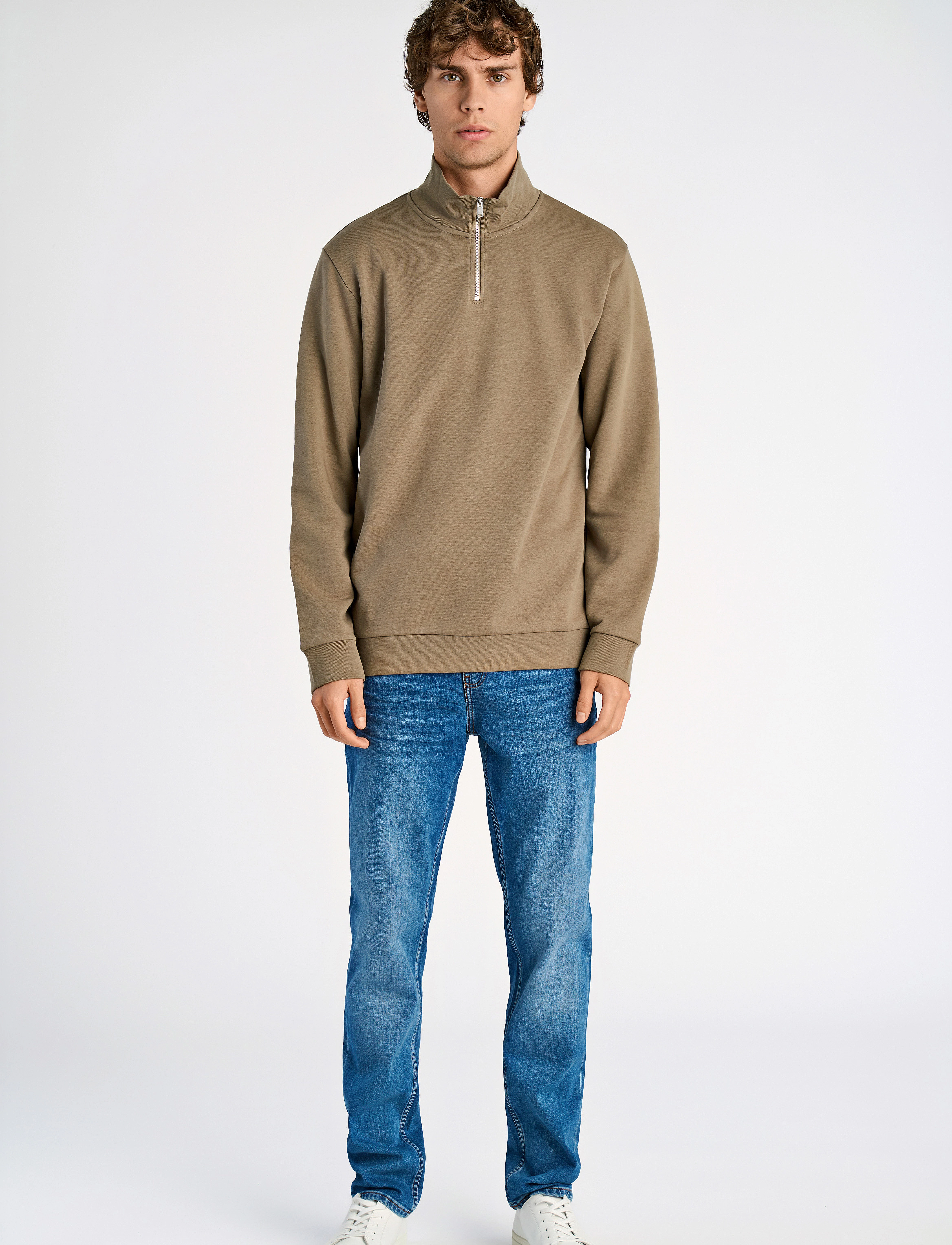 Lindbergh - Jersey half zip sweat - vacation essentials - dk stone - 4