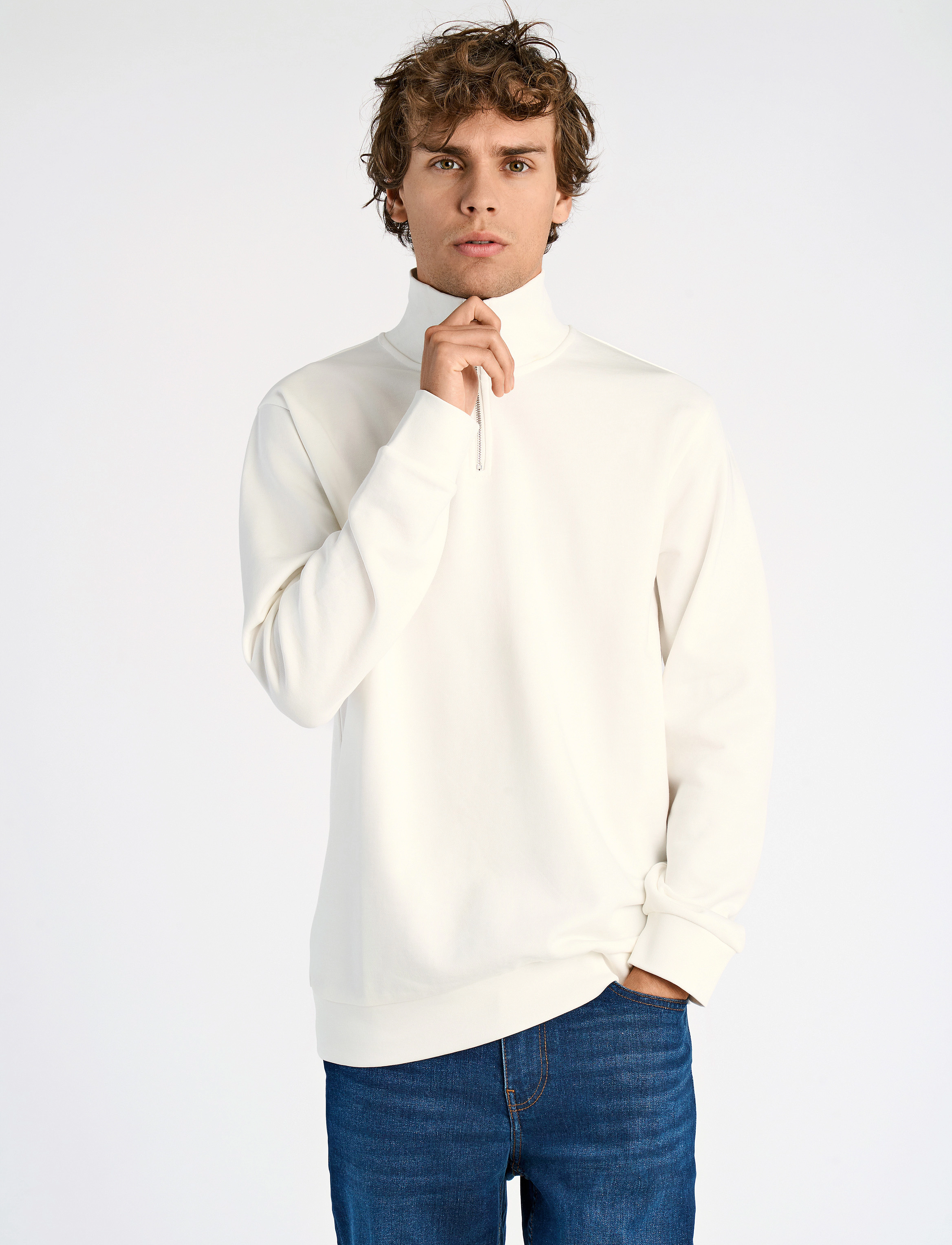 Lindbergh Jersey Half Zip Sweat, XXL, White, Strik > Trøjer Med Halv Lynlås, Herre