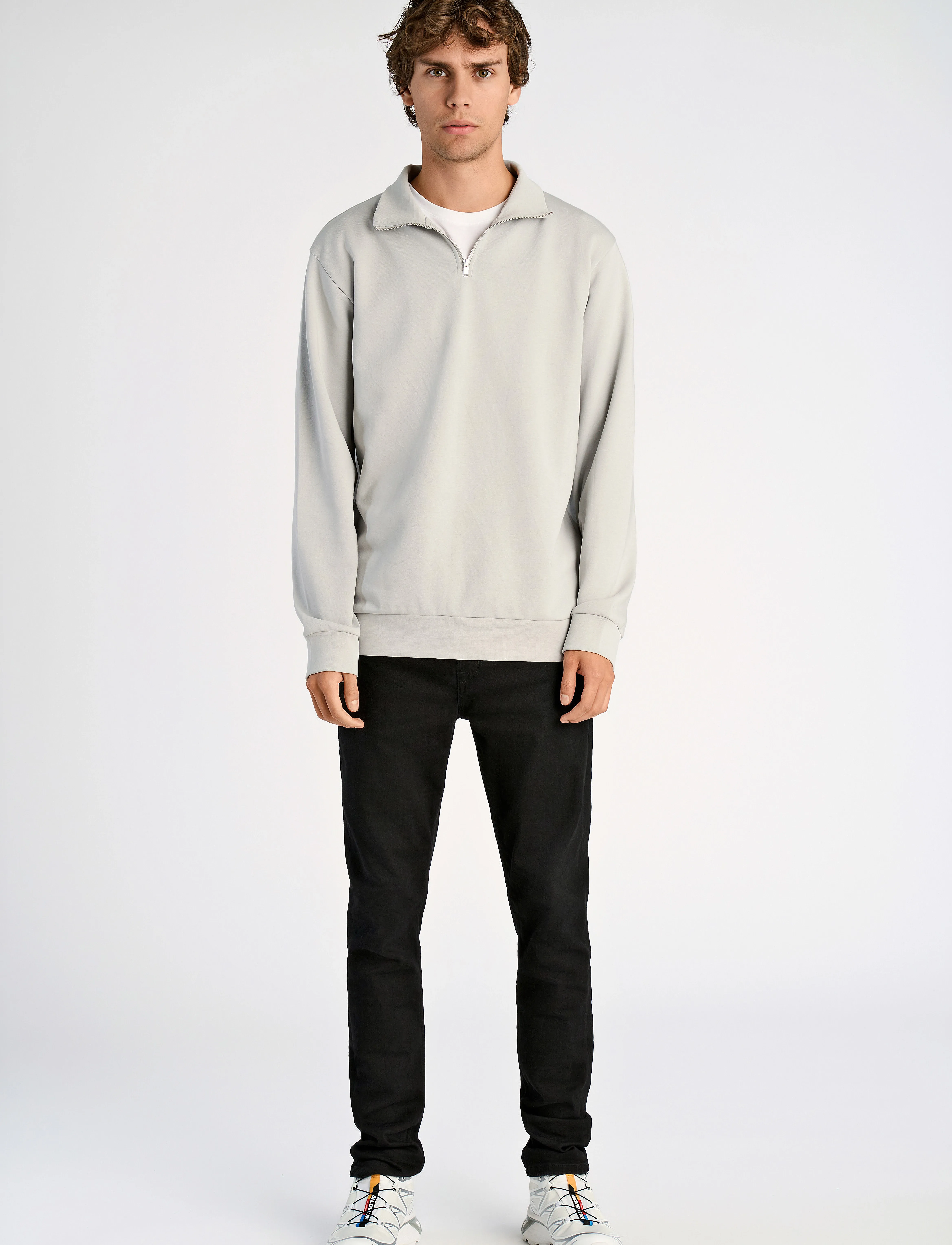Lindbergh - Jersey half zip sweat - sweatshirts - soft grey - 4