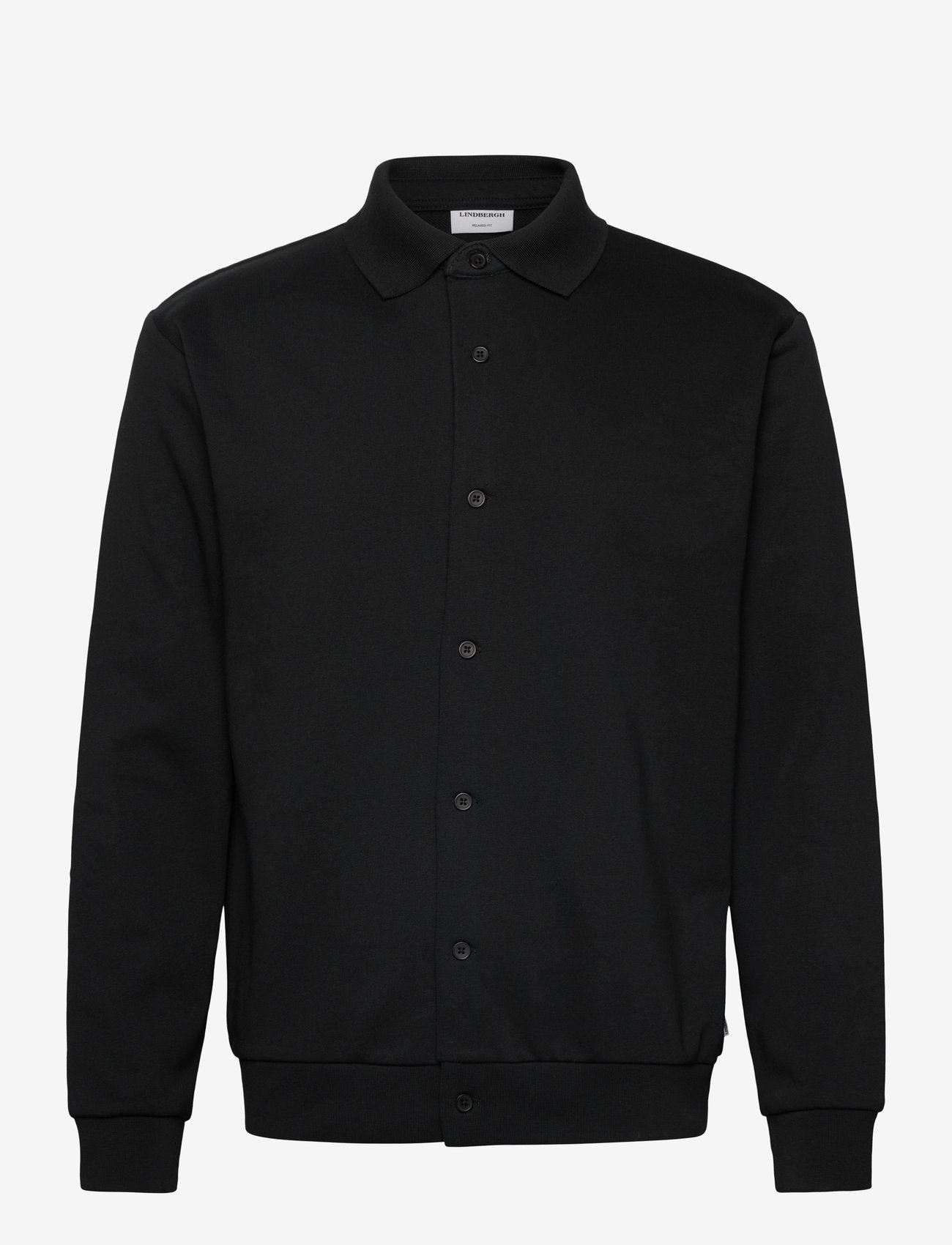 Lindbergh - Jersey button through pique L/S - avslappede skjorter - black - 1