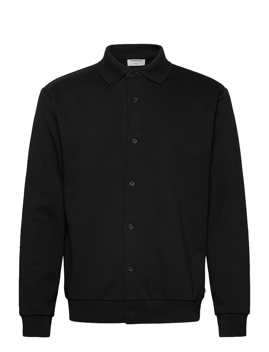 Lindbergh - Jersey button through pique L/S - casual skjortor - black - 1