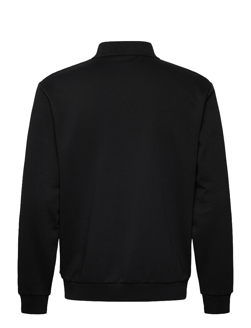 Lindbergh - Jersey button through pique L/S - vabaajasärgid - black - 2