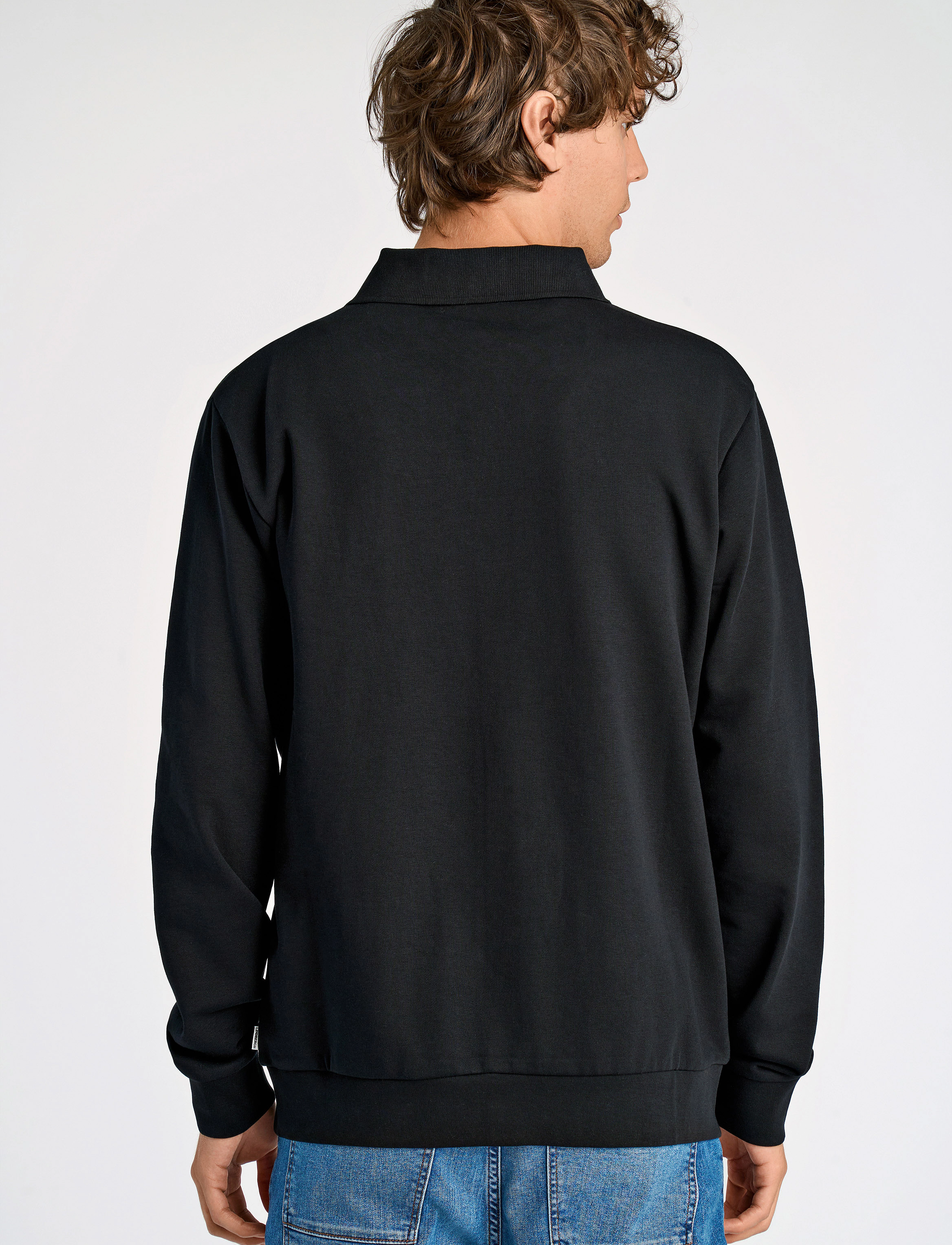 Lindbergh - Jersey button through pique L/S - födelsedagspresenter - black - 3