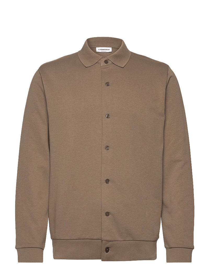 Lindbergh - Jersey button through pique L/S - casual hemden - dk stone - 1