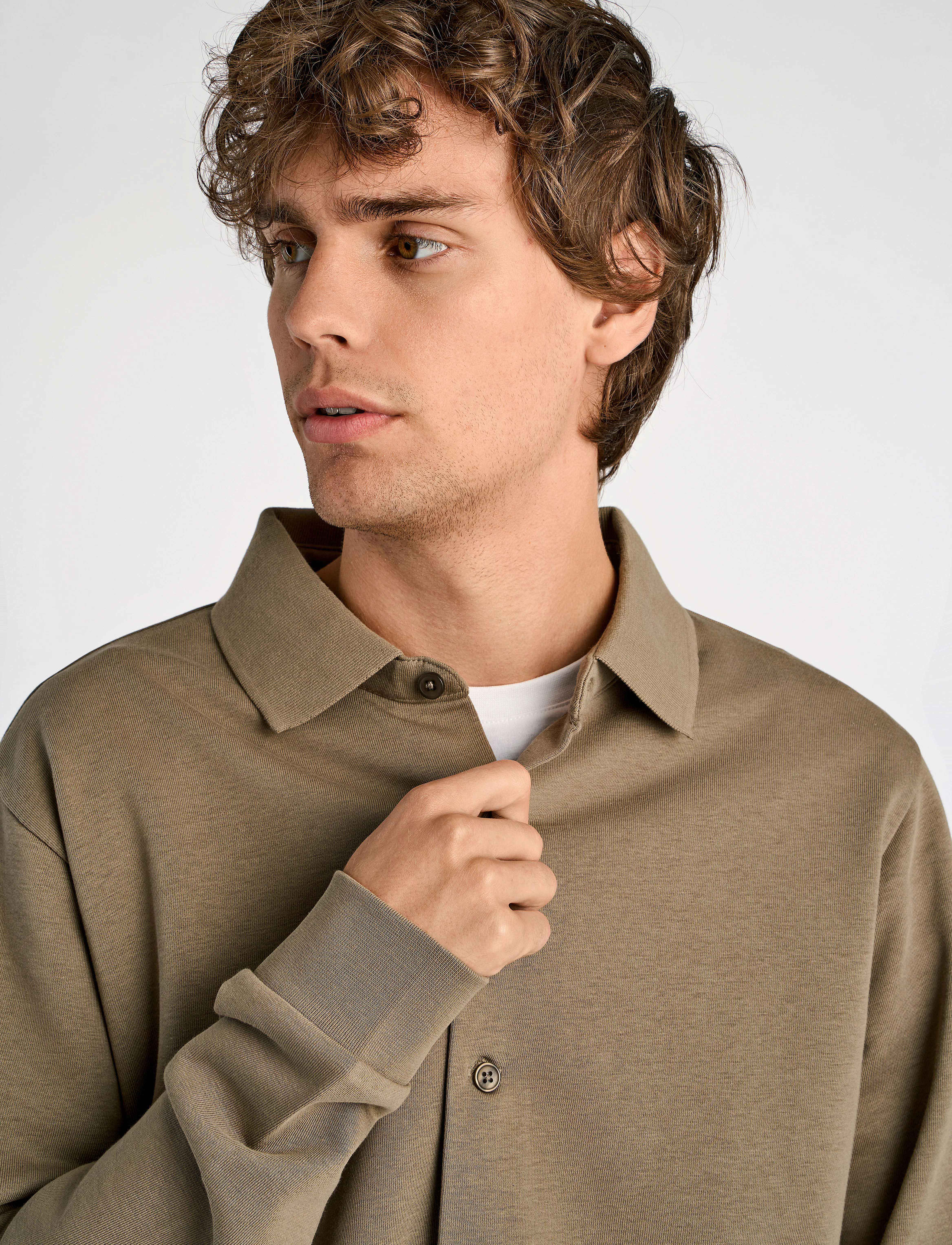 Jersey Button Through Pique L/S 4
