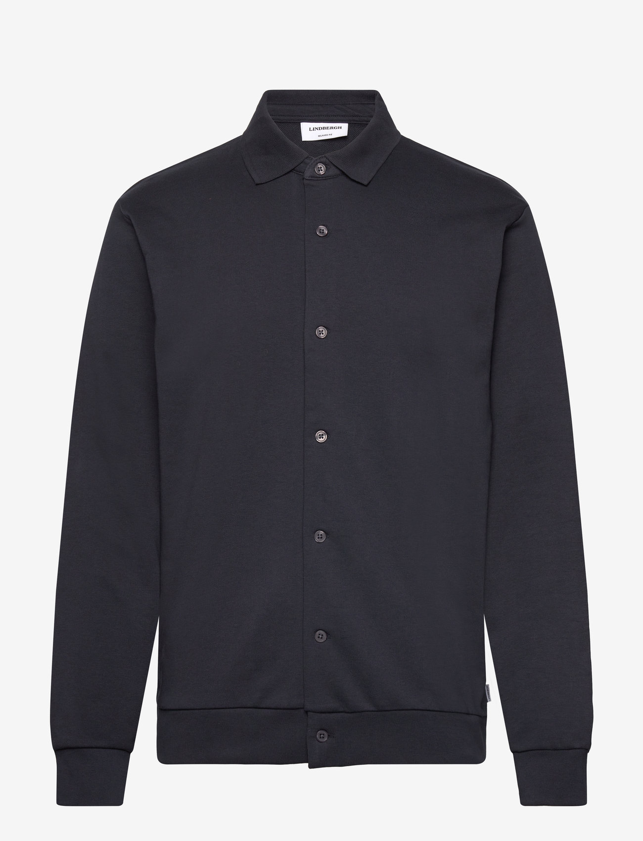 Lindbergh - Jersey button through pique L/S - casual shirts - navy - 1