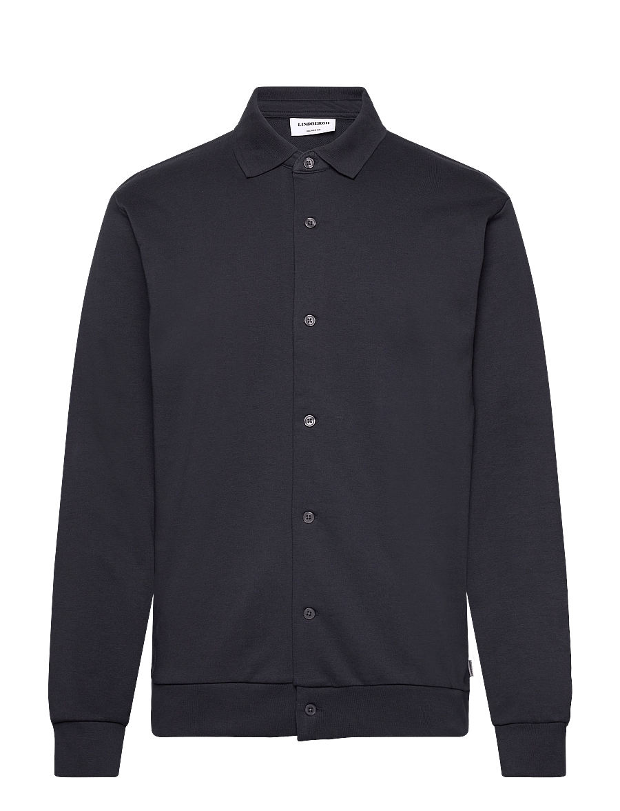 Lindbergh - Jersey button through pique L/S - vabaajasärgid - navy - 1