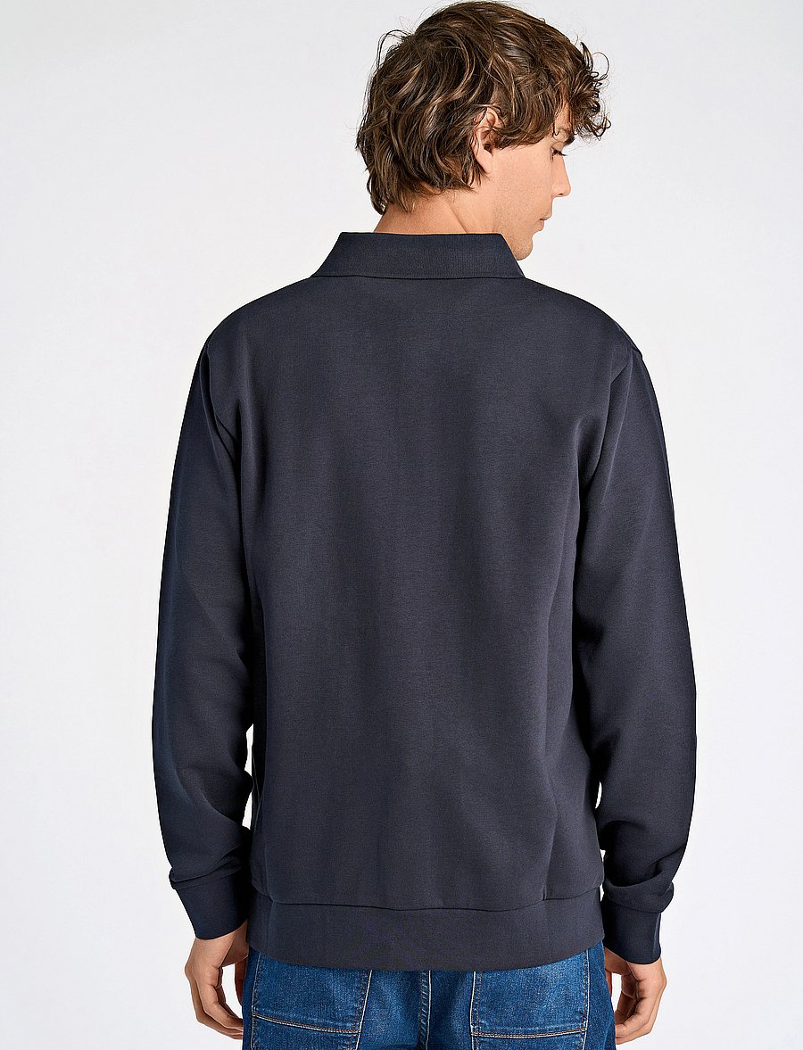 Lindbergh - Jersey button through pique L/S - vabaajasärgid - navy - 3