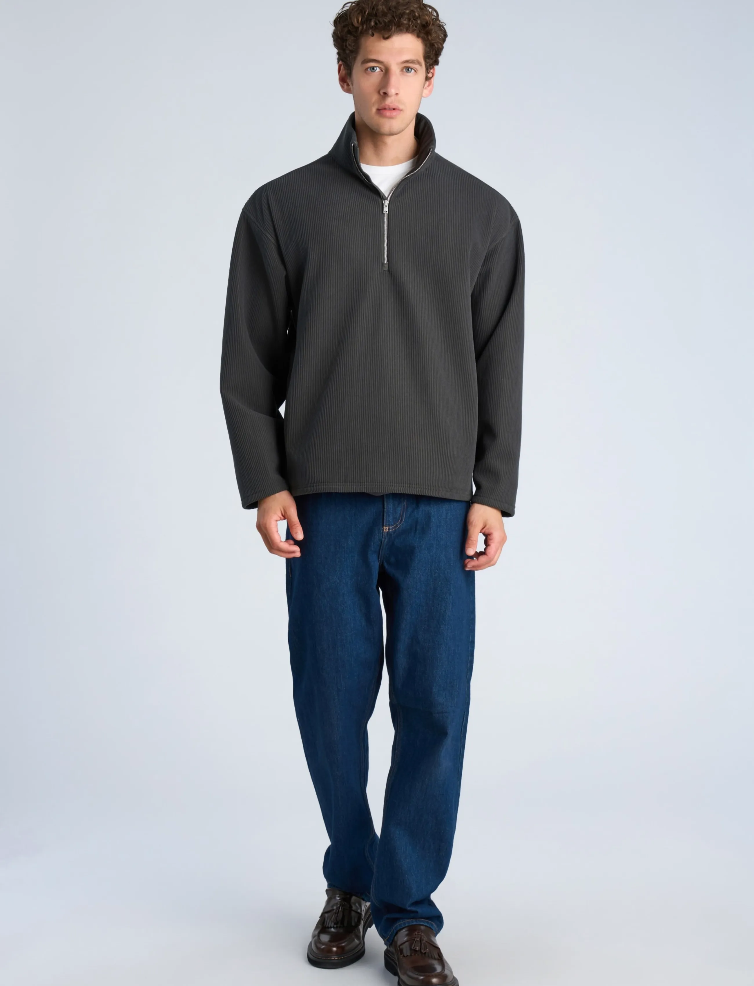 Lindbergh Half-zip fleece sweat - Teddypuserot - INK GREY / grey