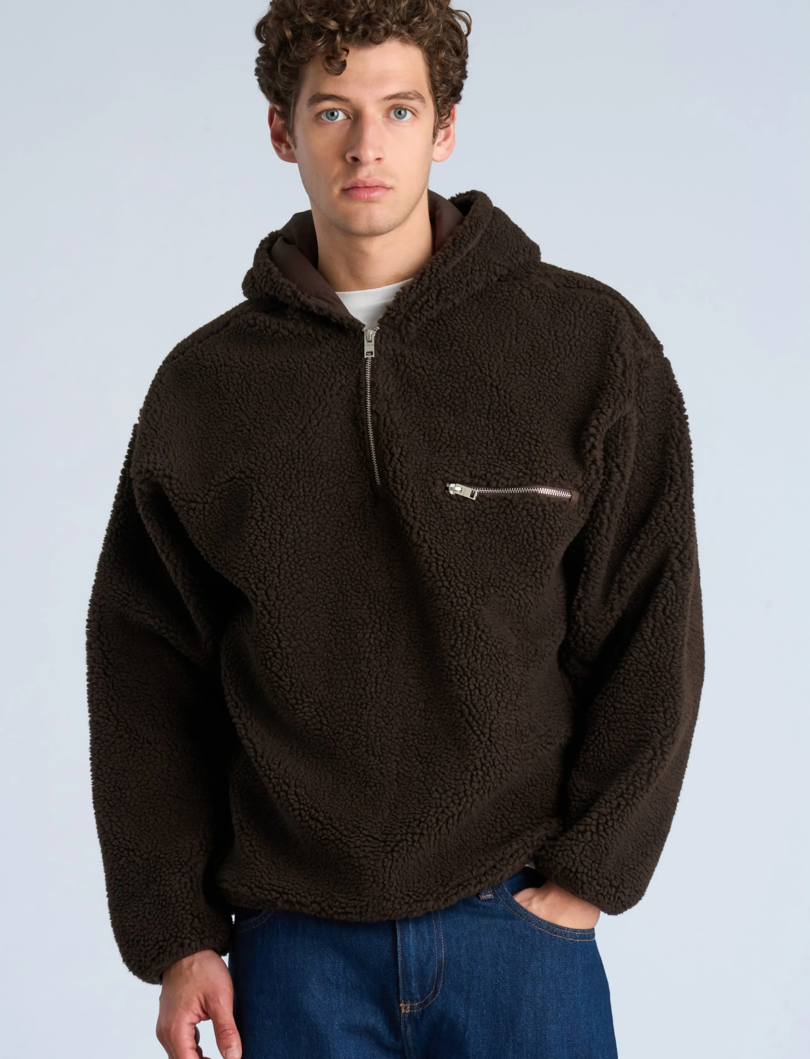 Lindbergh Half Zip Pile Hoodie herr – bild 3