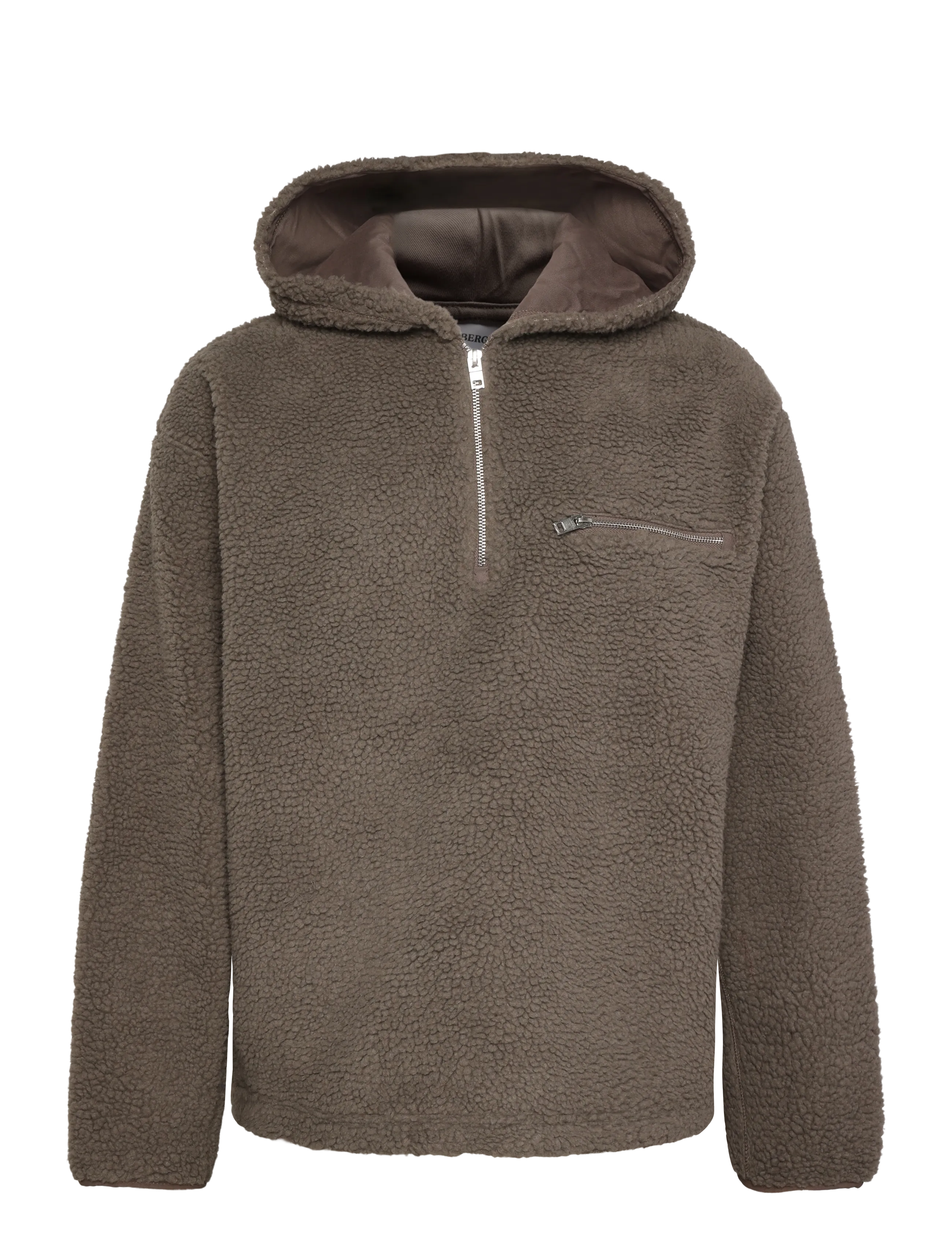 Lindbergh Half zip pile hoodie - Põhjamaade stiil - DK SAND / brown