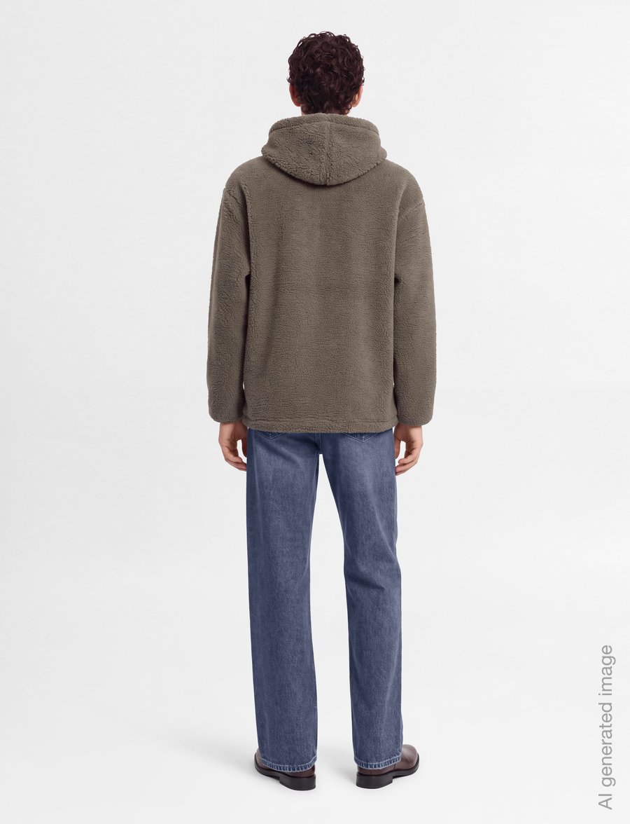 Lindbergh - Half zip pile hoodie - teddy sweaters - dk sand - 4