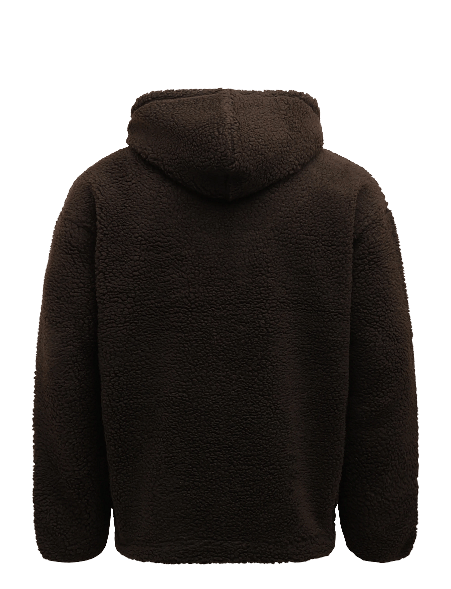 Lindbergh - Zip trough pile hoodie - höstjackor - dk brown - 1