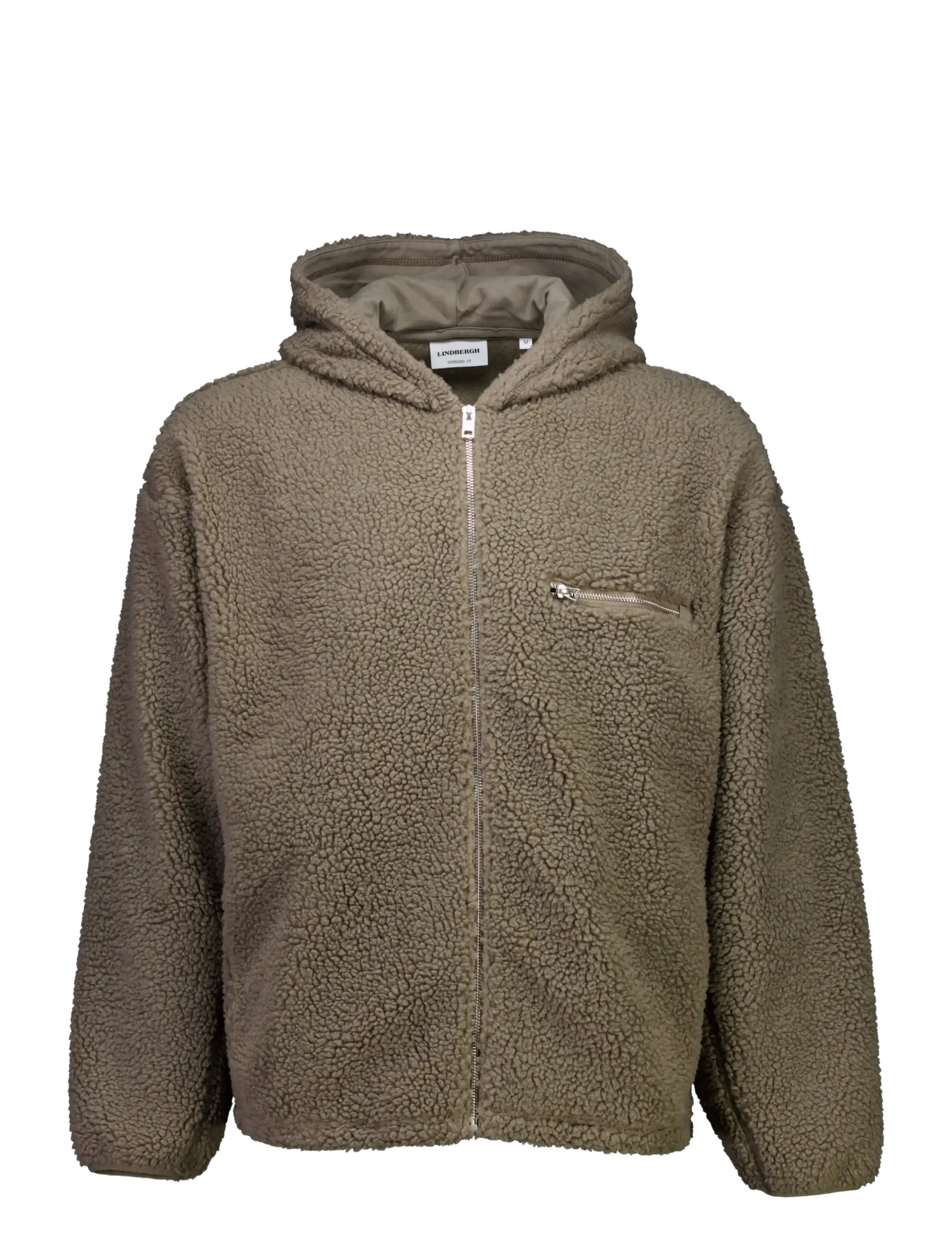 Lindbergh - Zip trough pile hoodie - höstjackor - dk sand - 1