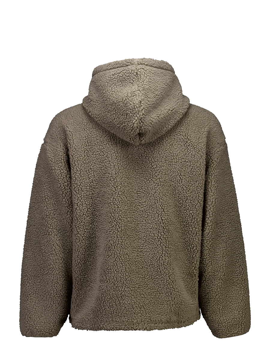 Lindbergh - Zip trough pile hoodie - höstjackor - dk sand - 2