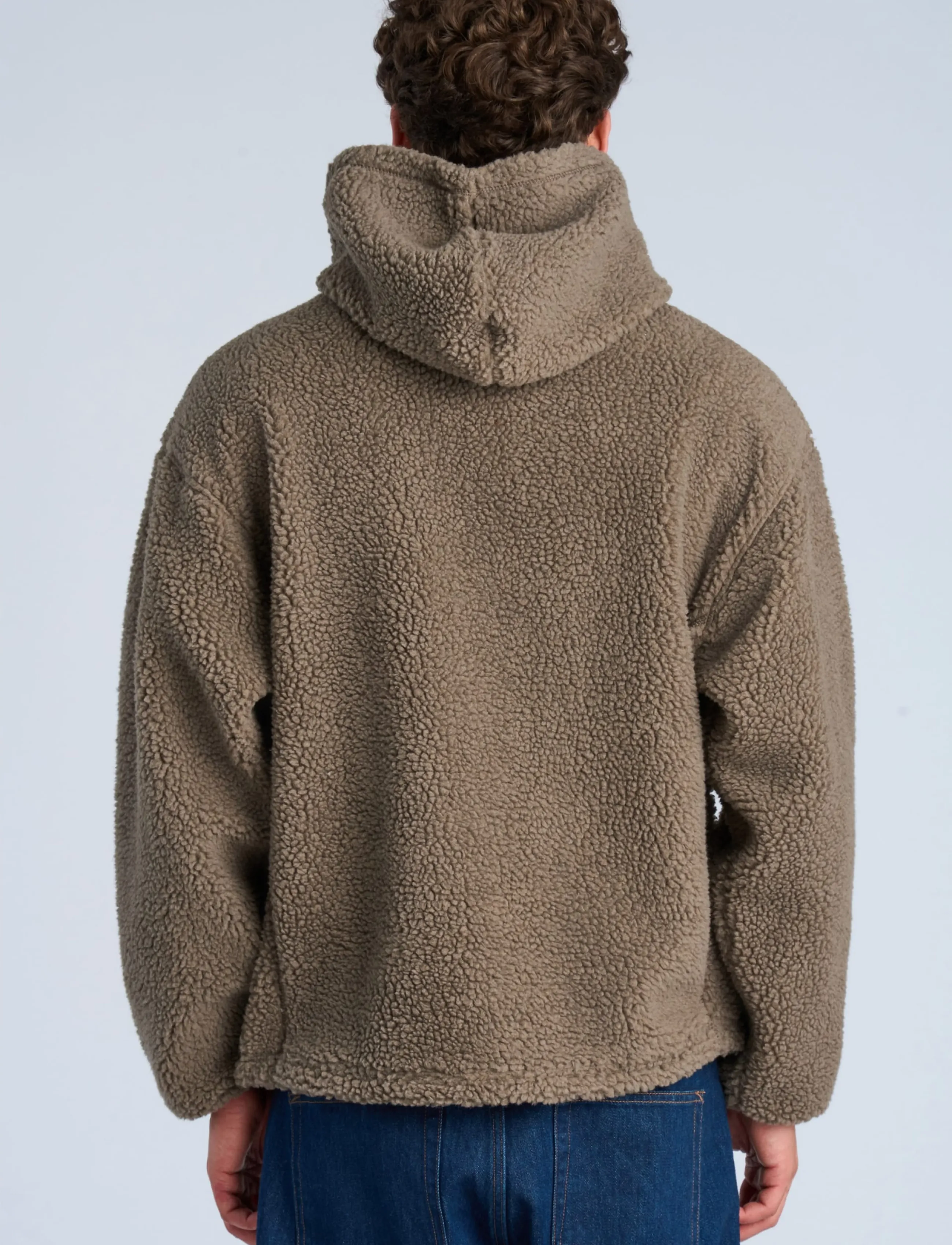 Lindbergh - Zip trough pile hoodie - höstjackor - dk sand - 4