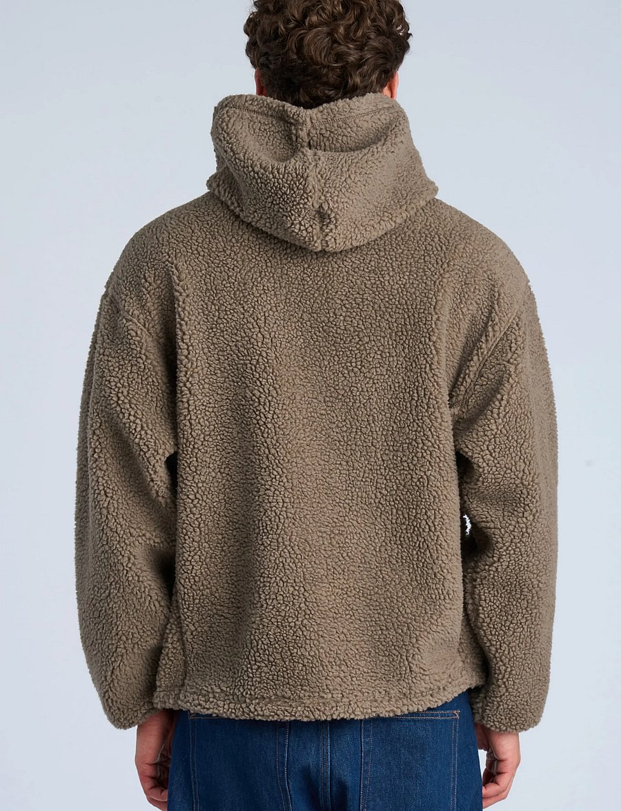 Lindbergh - Zip trough pile hoodie - höstjackor - dk sand - 4