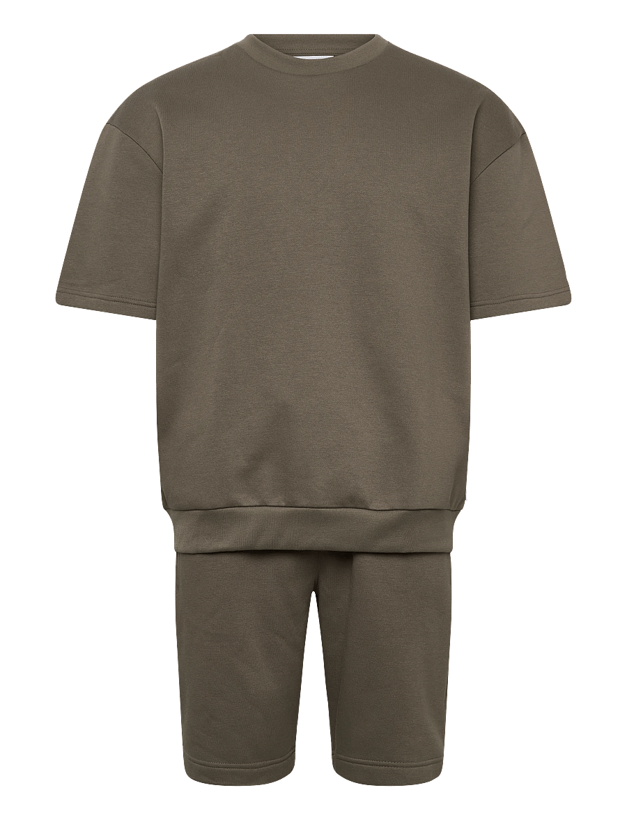 Lindbergh - Oversized S/S sweatshirt+shorts - dressid - army - 0