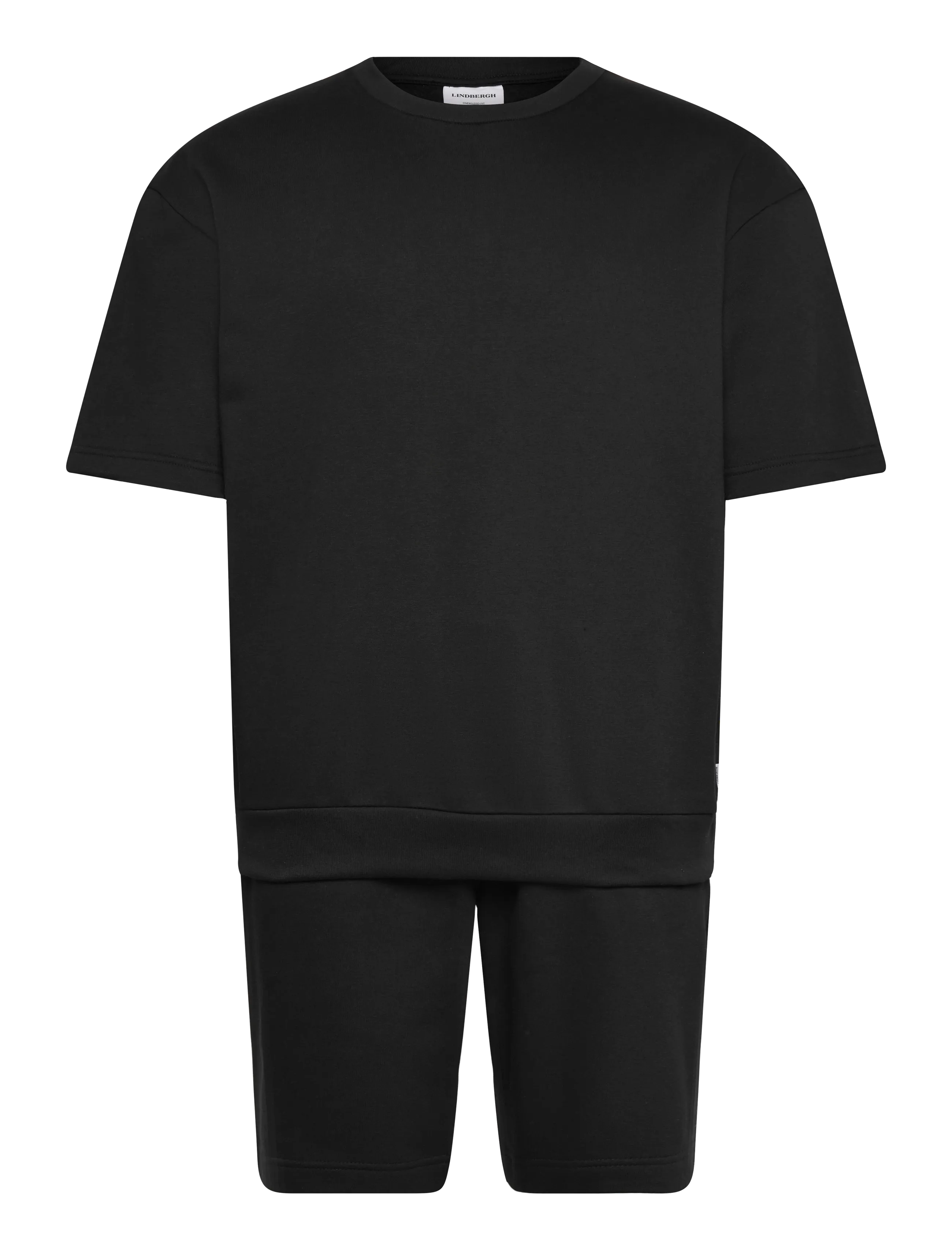 Lindbergh Oversized S/S sweatshirt+shorts - Kläder - BLACK / black