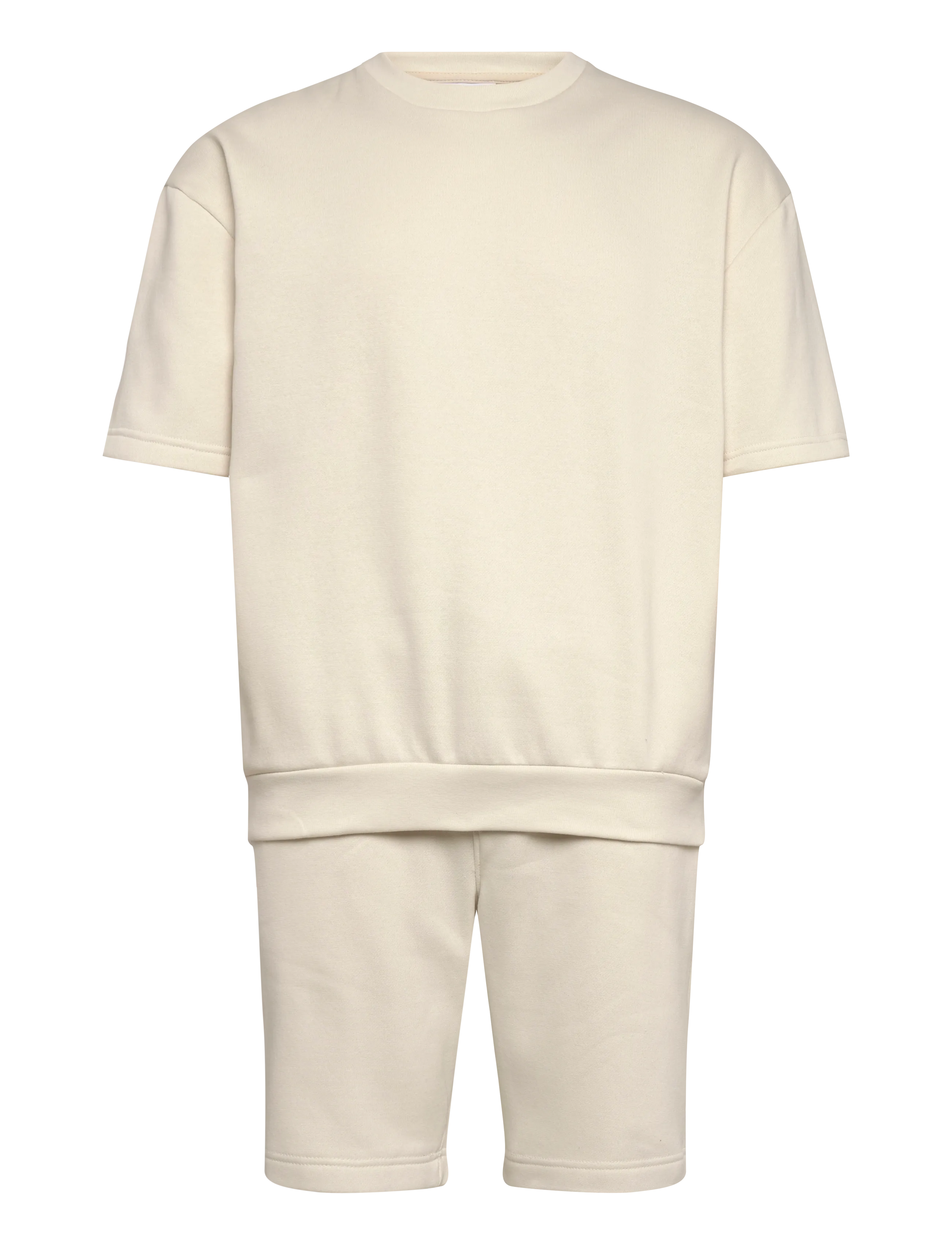 Lindbergh Oversized S/S Sweatshirt+Shorts, S, Sweatshirts & Hoodies, Creme - Tracksuits Sets, Männerswear