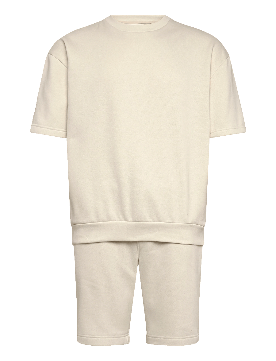 Lindbergh - Oversized S/S sweatshirt+shorts - dressid - bone white - 0