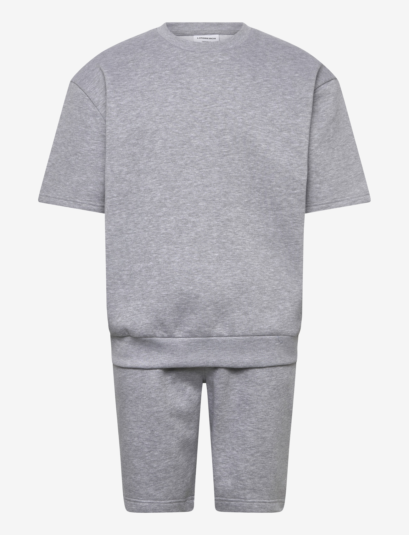 Lindbergh - Oversized S/S sweatshirt+shorts - träningsoveraller - grey mel - 0