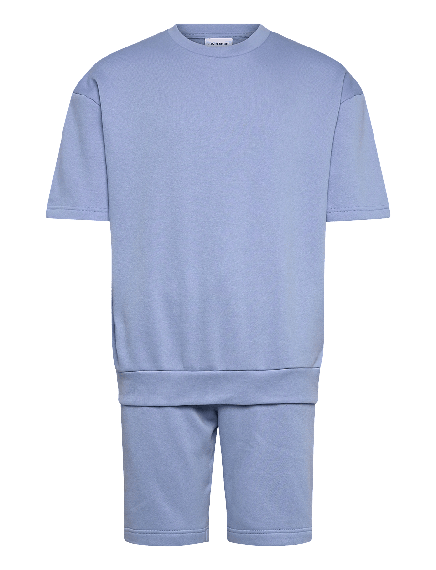 Lindbergh - Oversized S/S sweatshirt+shorts - dressid - lt blue - 0