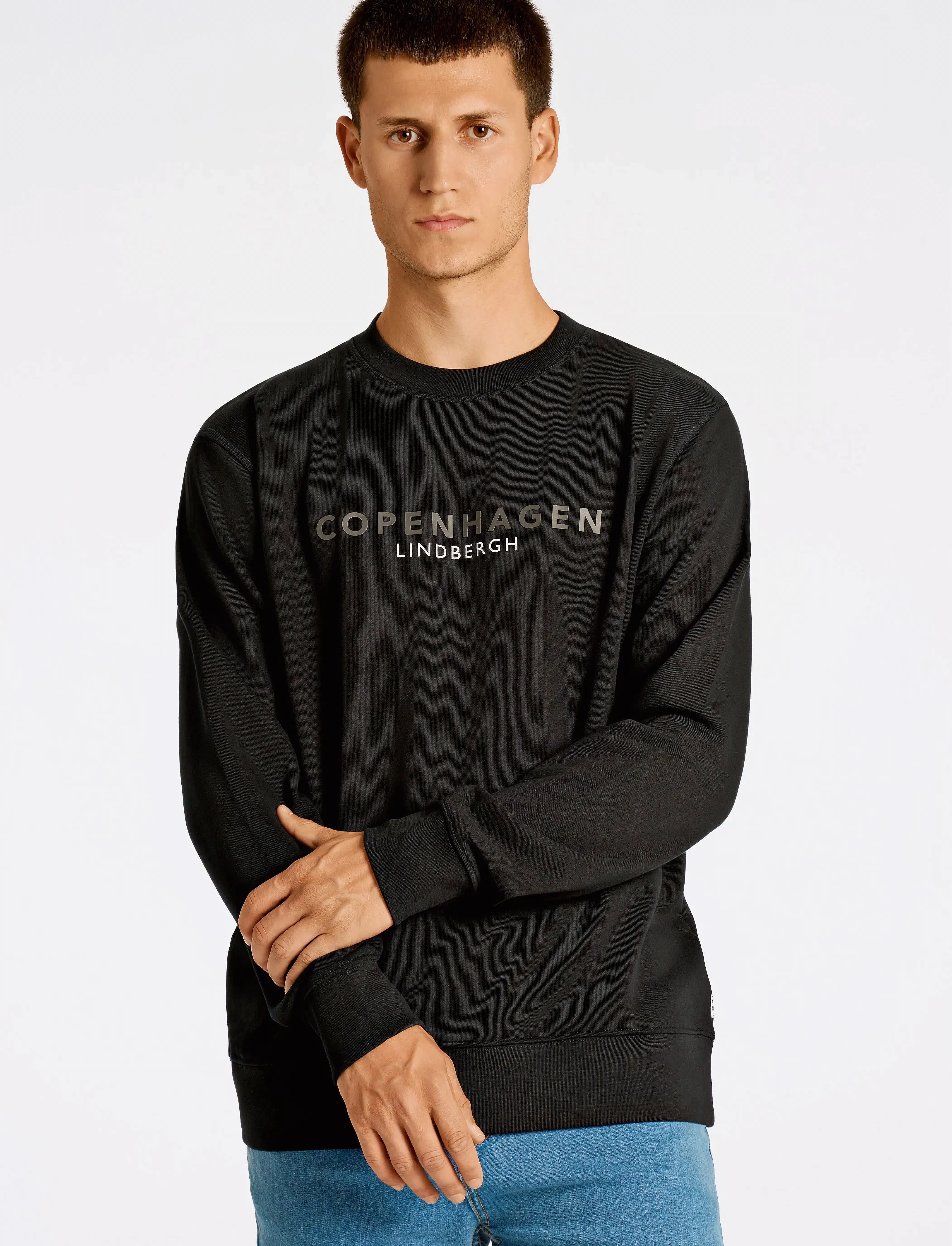 Lindbergh - O-neck printed sweat - black 424 - 2