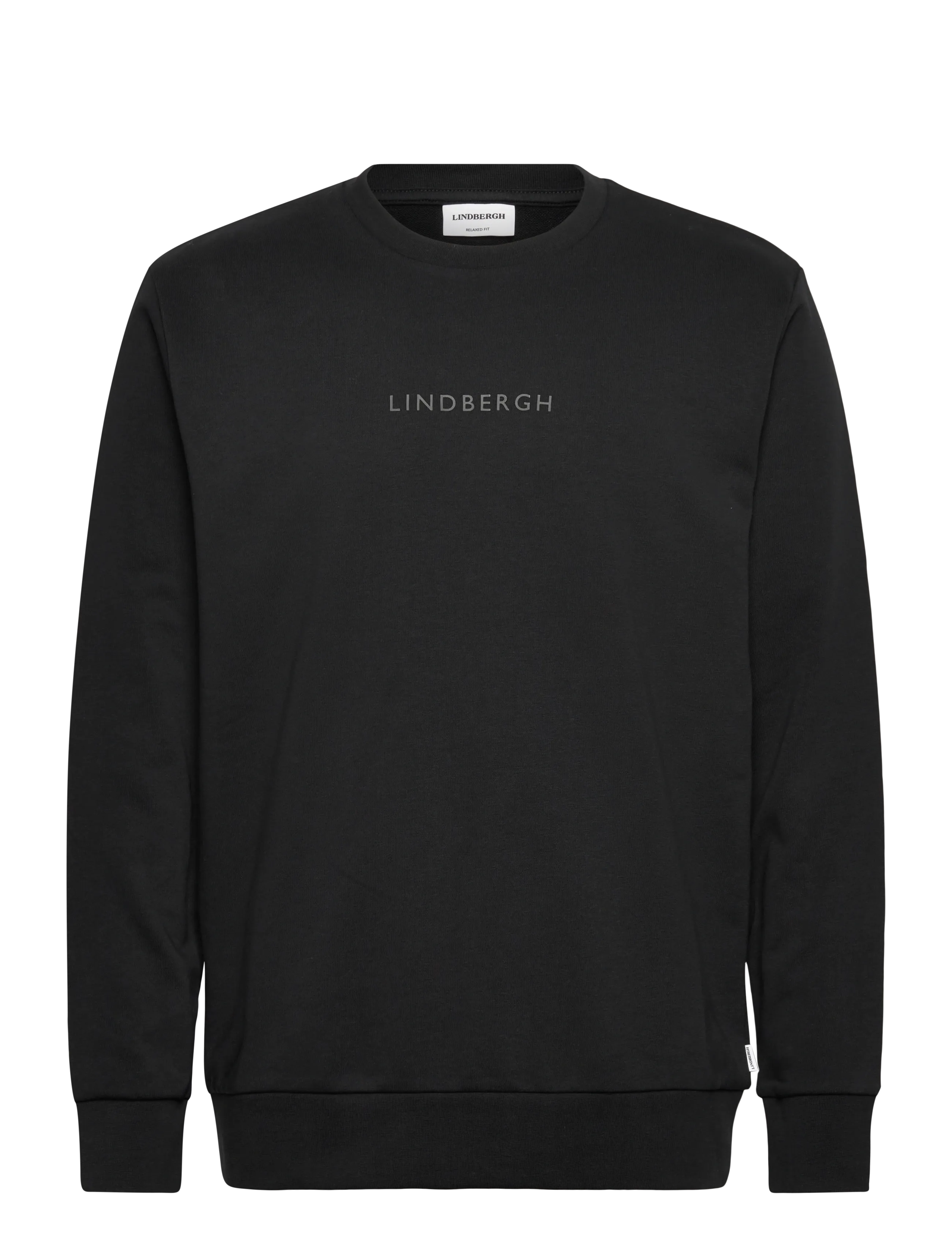 Lindbergh Logo chest print o-neck sweat - Mehed - BLACK / black