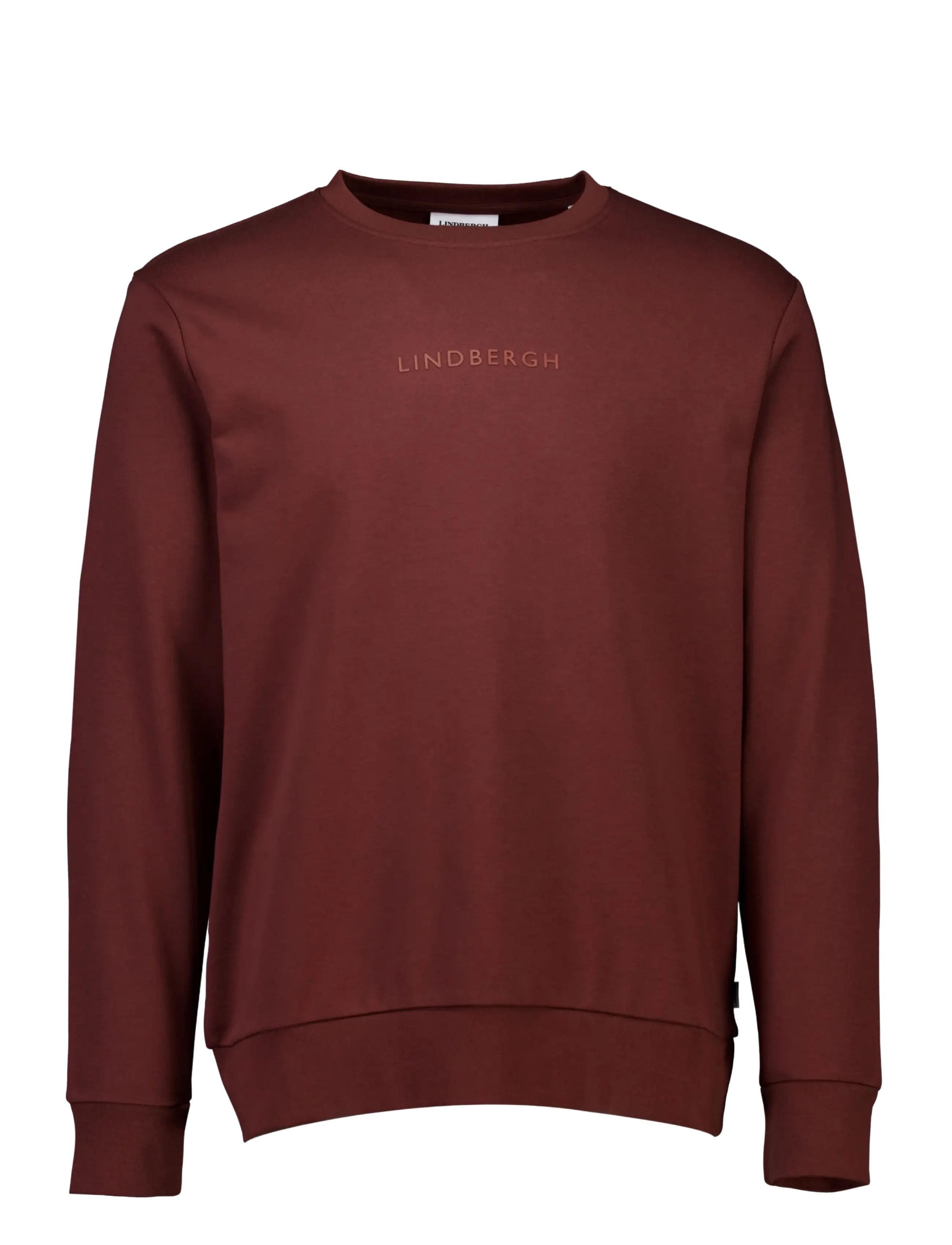 Lindbergh - Logo chest print o-neck sweat - sweatshirts - burgundy - 1
