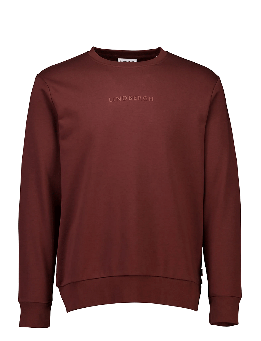 Lindbergh - Logo chest print o-neck sweat - sweatshirts - burgundy - 1