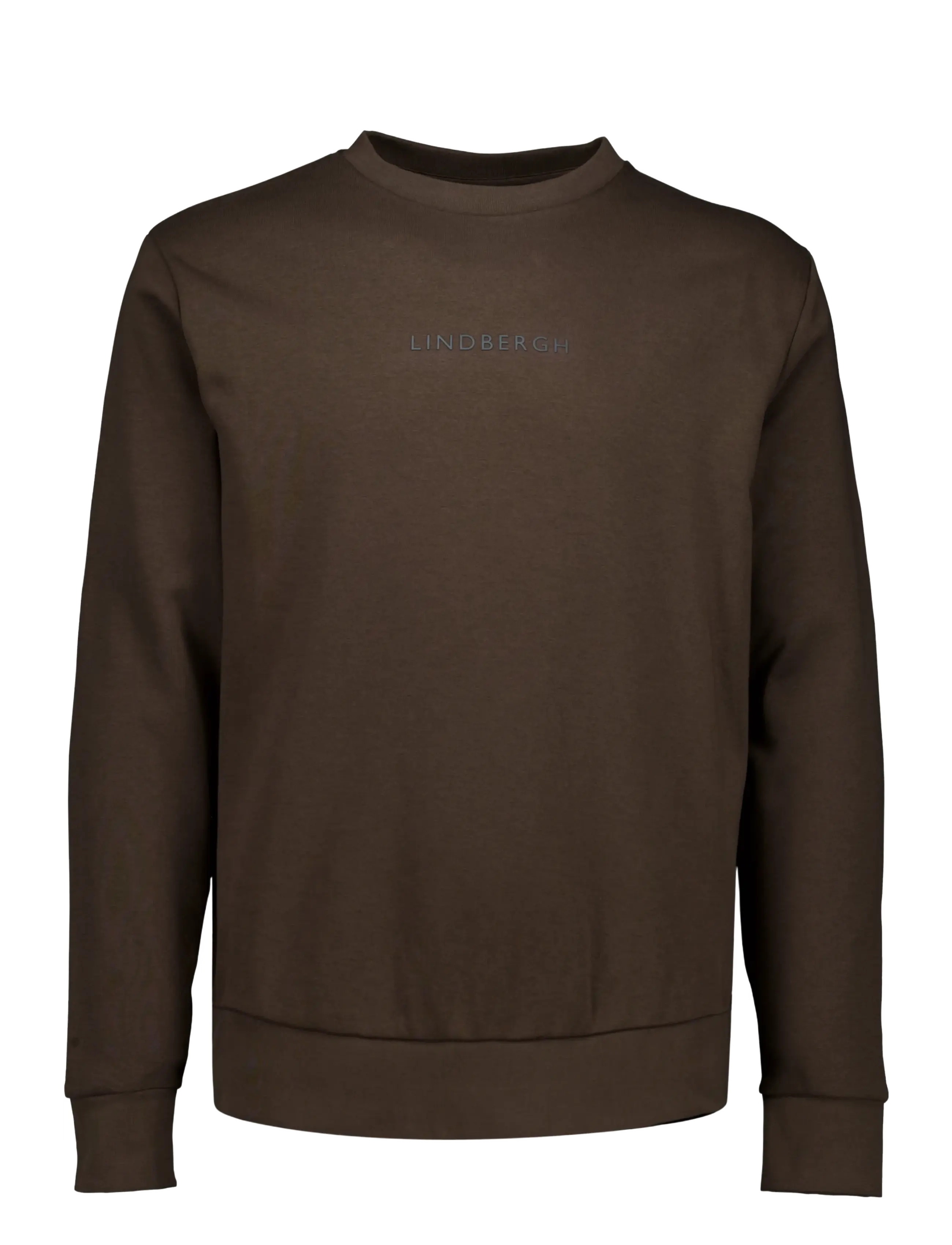 Lindbergh - Logo chest print o-neck sweat - sweatshirts - dk brown - 1