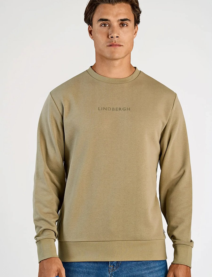 Lindbergh - Logo chest print o-neck sweat - kollektsioonid - dusty green - 3