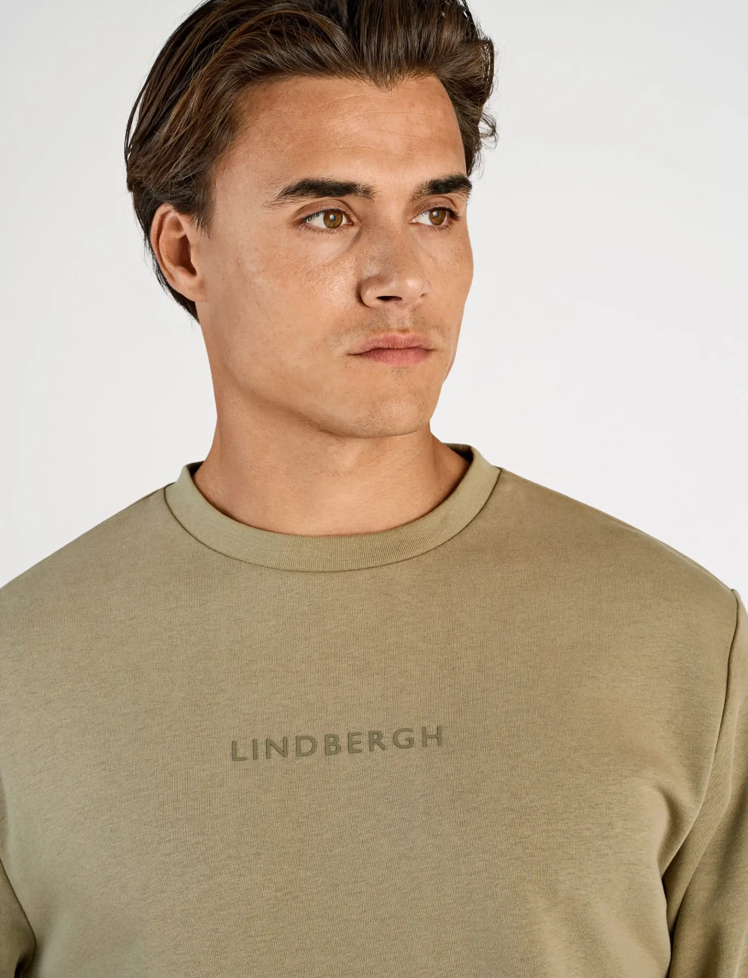 Lindbergh - Logo chest print o-neck sweat - kollektsioonid - dusty green - 5