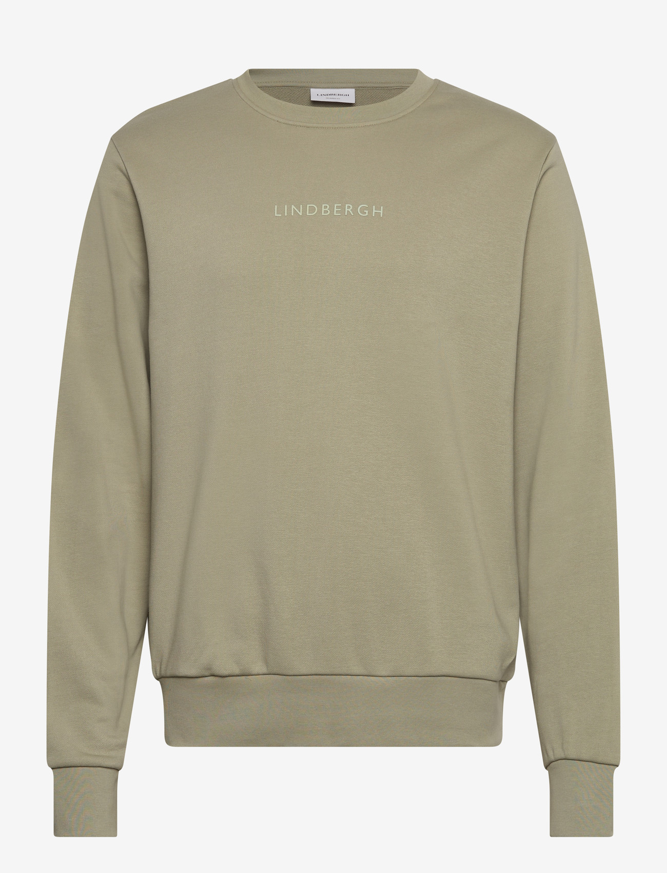 Lindbergh - Logo chest print o-neck sweat - kollektioner - dusty olive - 1