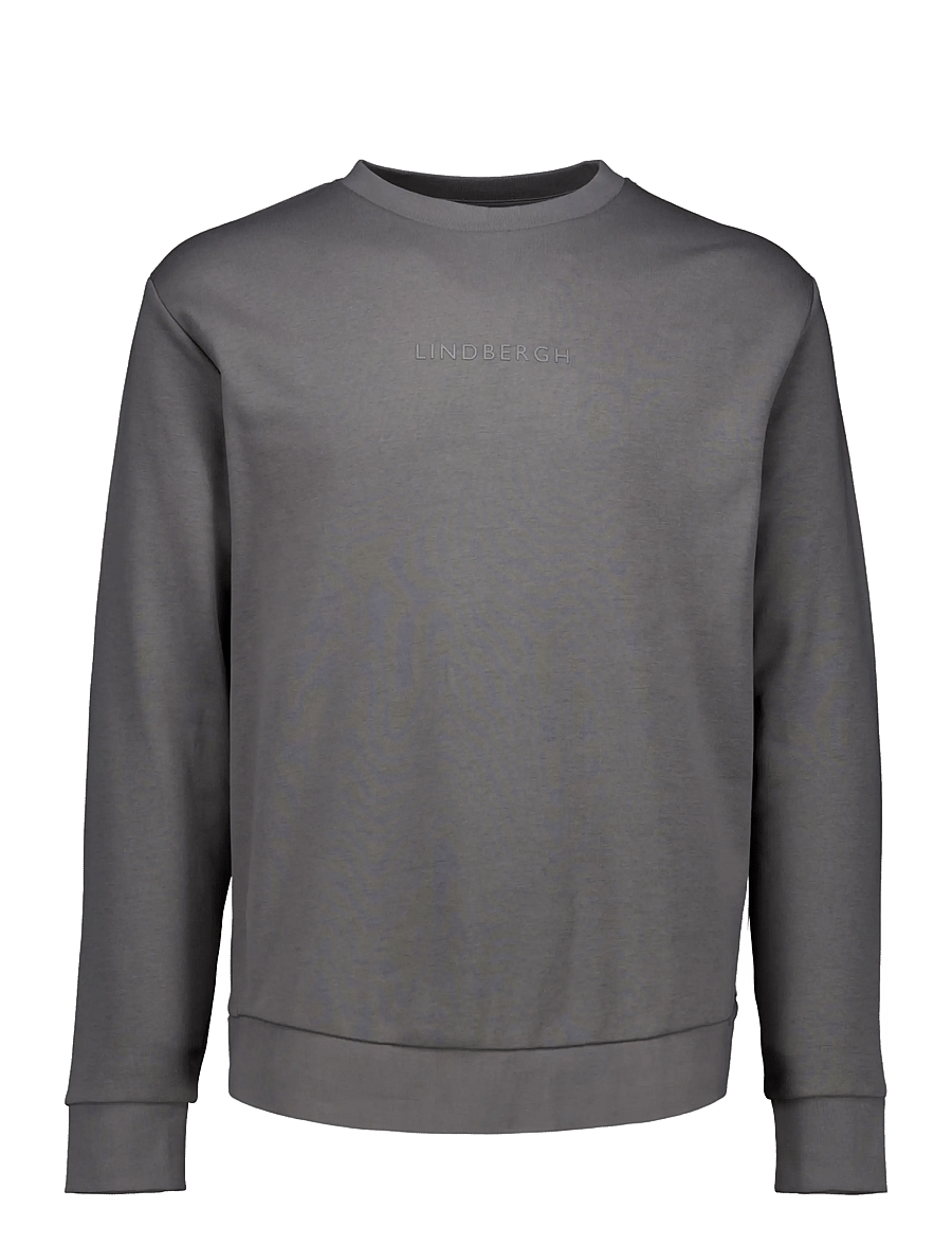 Lindbergh - Logo chest print o-neck sweat - sweatshirts - grey dusk - 1