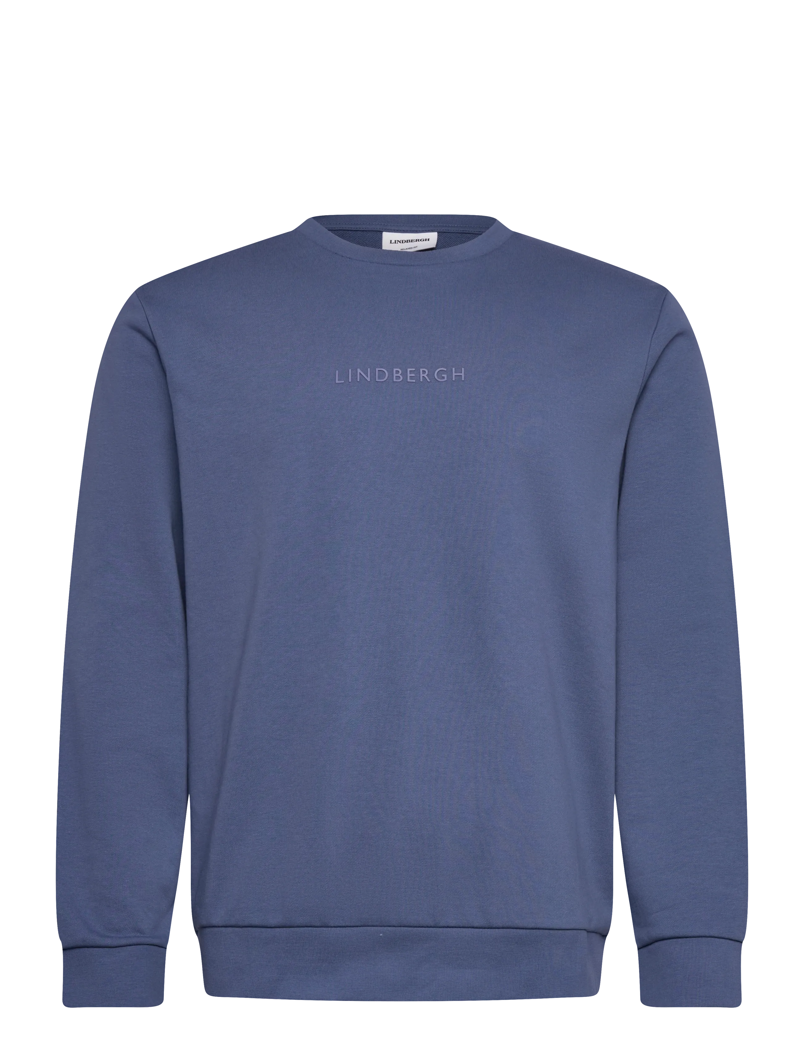 Lindbergh Logo chest print o-neck sweat - Sweatshirts & hættetrøjer - INDIGO BLUE / white