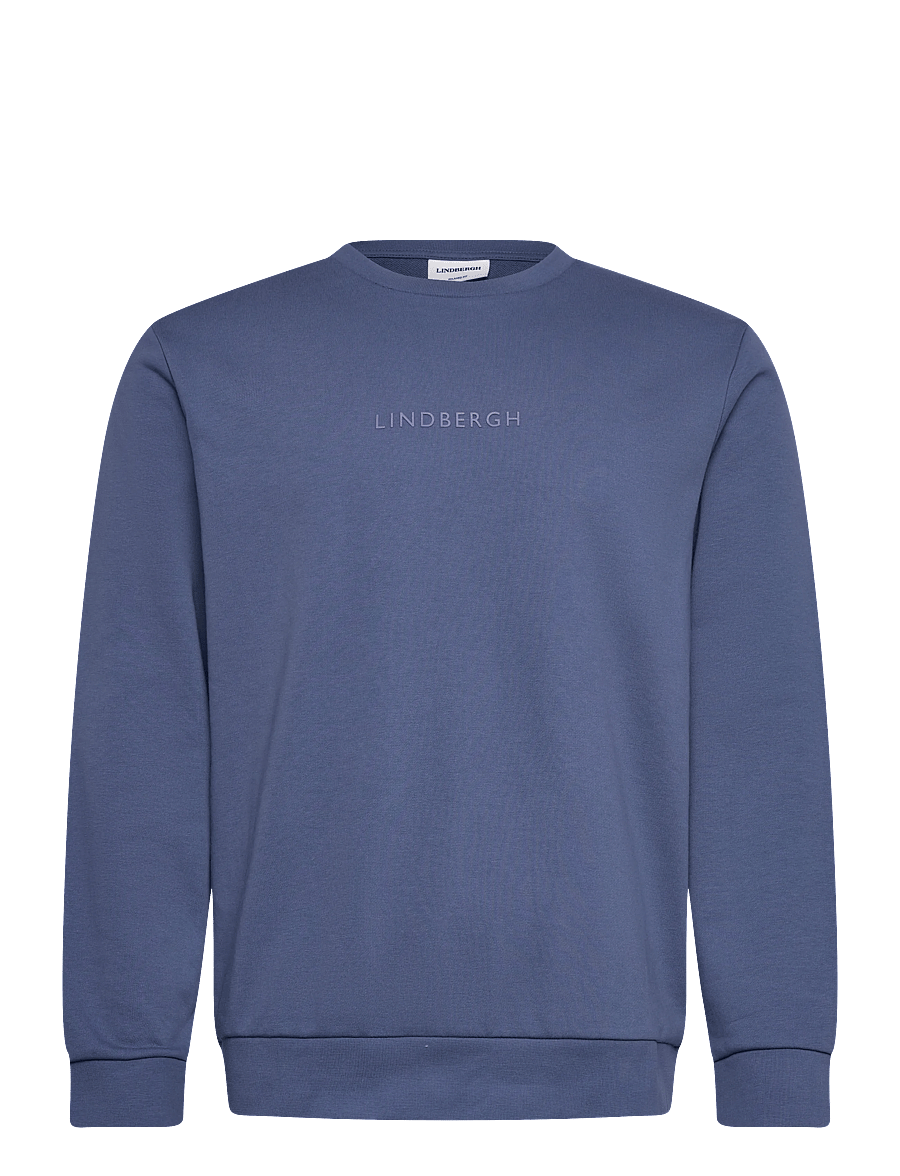 Lindbergh - Logo chest print o-neck sweat - kollektionen - indigo blue - 1