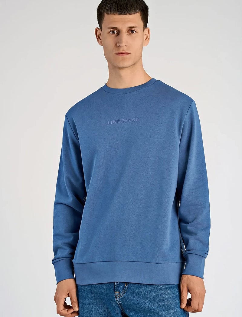 Lindbergh - Logo chest print o-neck sweat - kollektsioonid - indigo blue - 3