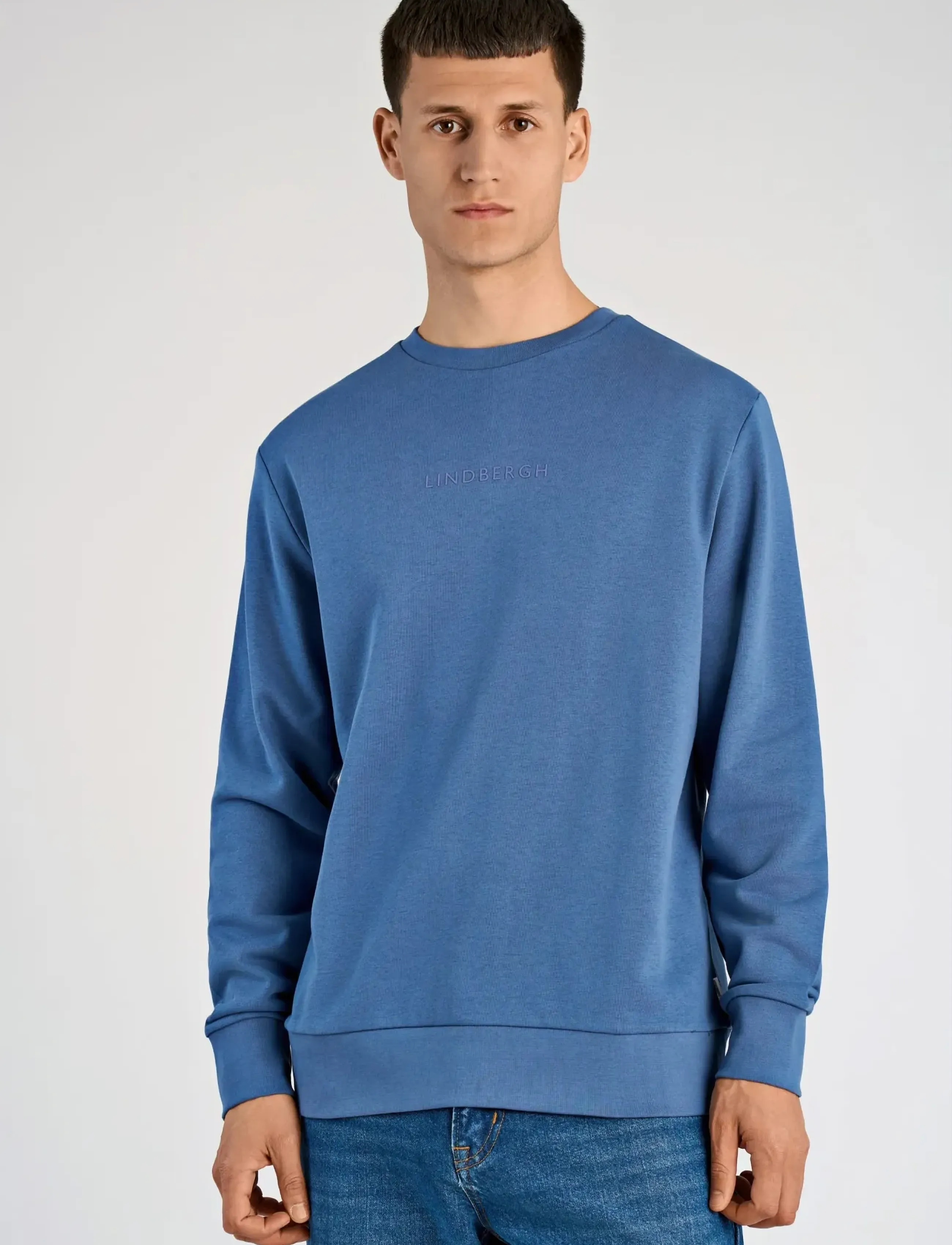 Lindbergh - Logo chest print o-neck sweat - kollektionen - indigo blue - 3