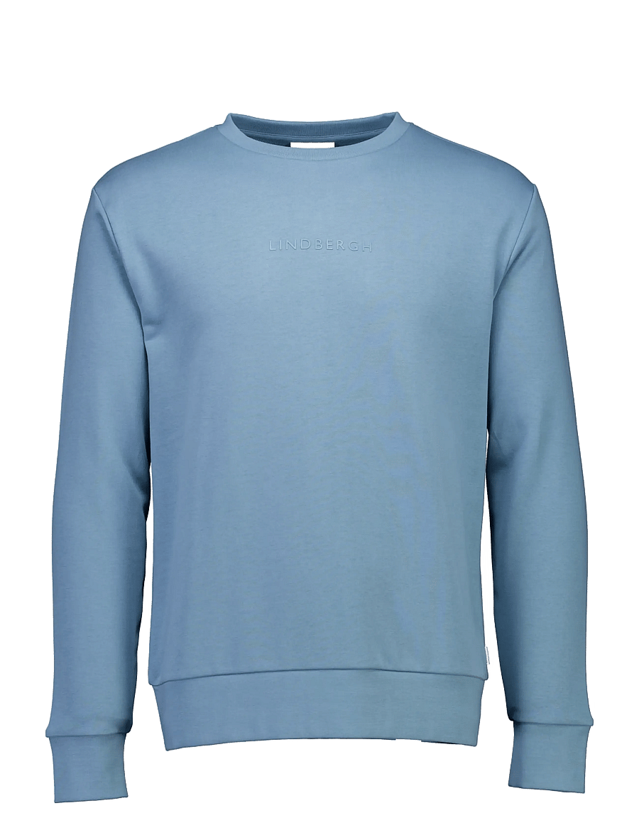 Lindbergh - Logo chest print o-neck sweat - sweatshirts - mid blue - 1