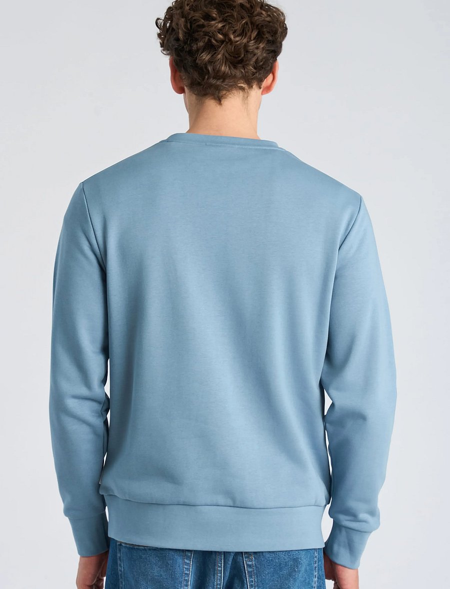 Lindbergh - Logo chest print o-neck sweat - sweatshirts - mid blue - 4