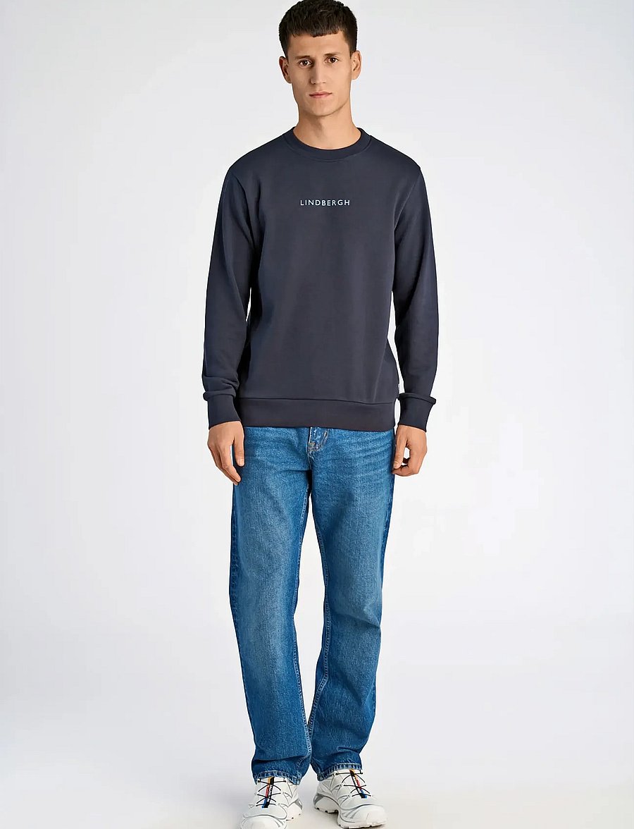 Lindbergh - Logo chest print o-neck sweat - kollektsioonid - navy - 0