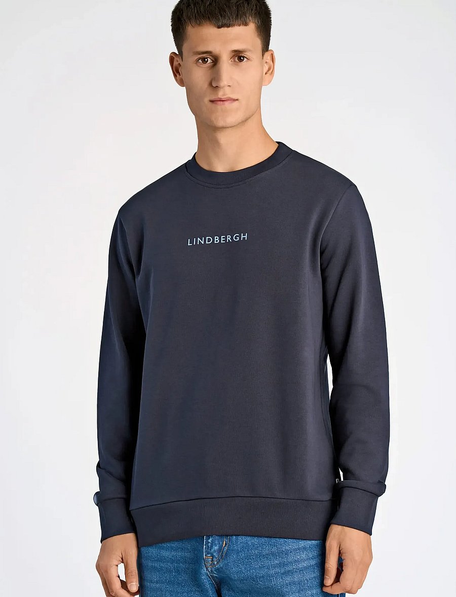 Lindbergh - Logo chest print o-neck sweat - kollektsioonid - navy - 3