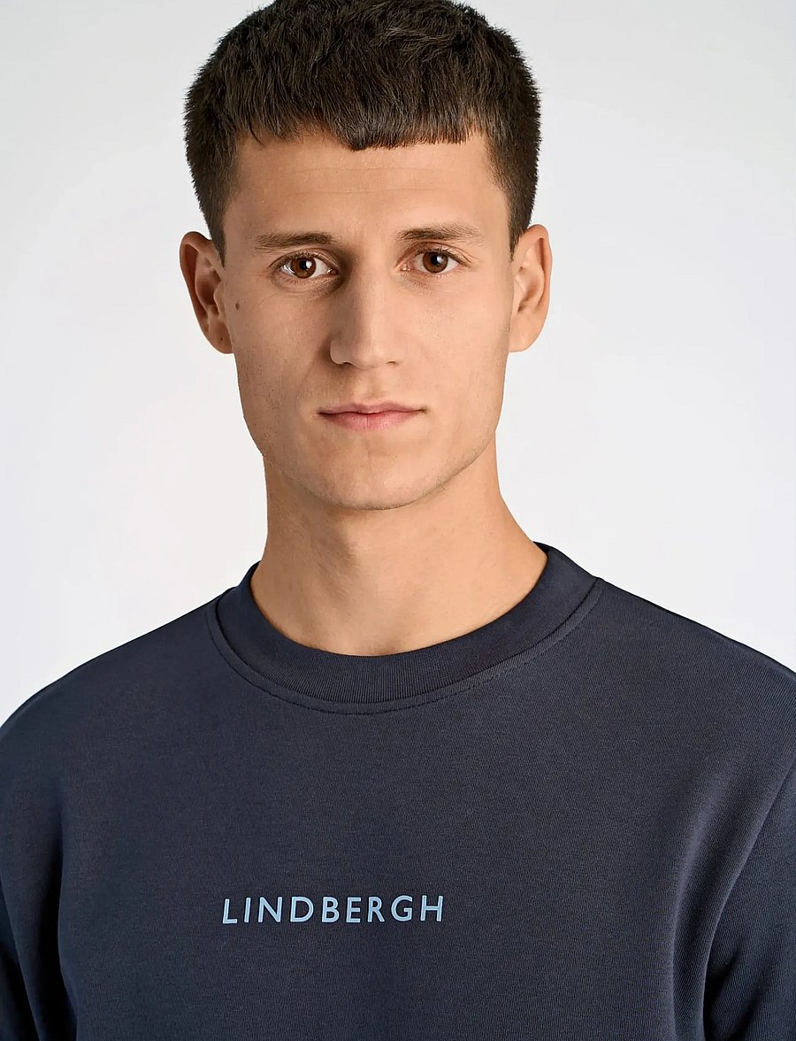 Lindbergh - Logo chest print o-neck sweat - kollektsioonid - navy - 5