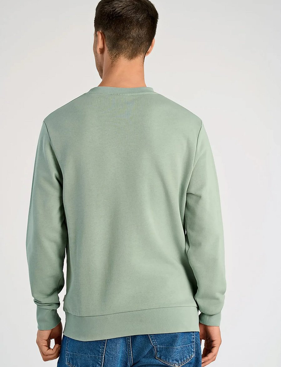 Lindbergh - Logo chest print o-neck sweat - kollektioner - sage green - 4