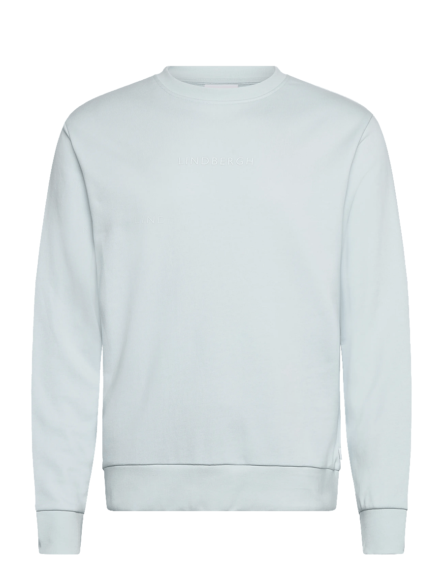 Lindbergh - Logo chest print o-neck sweat - kollektionen - soft blue - 1