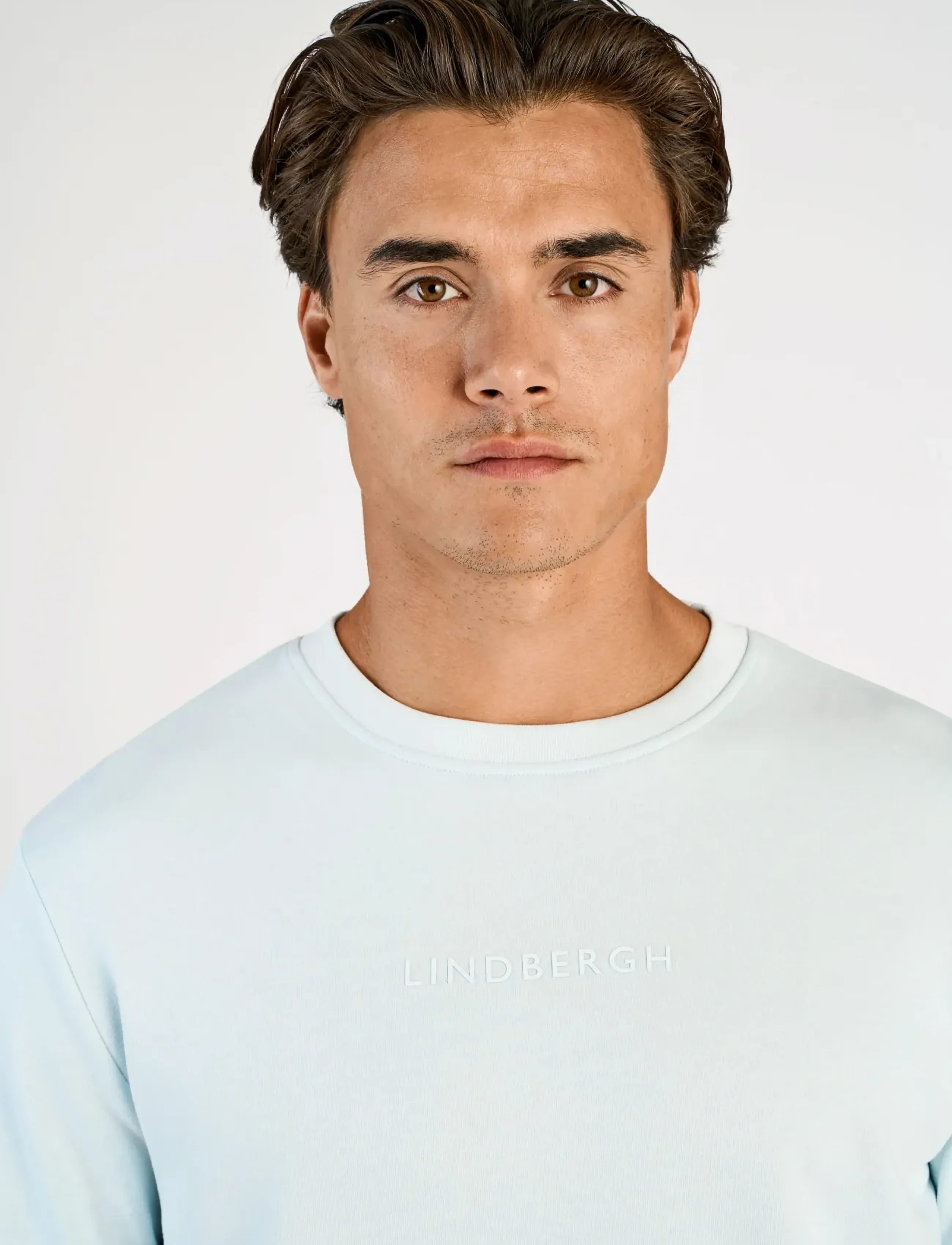 Lindbergh - Logo chest print o-neck sweat - kollektionen - soft blue - 5
