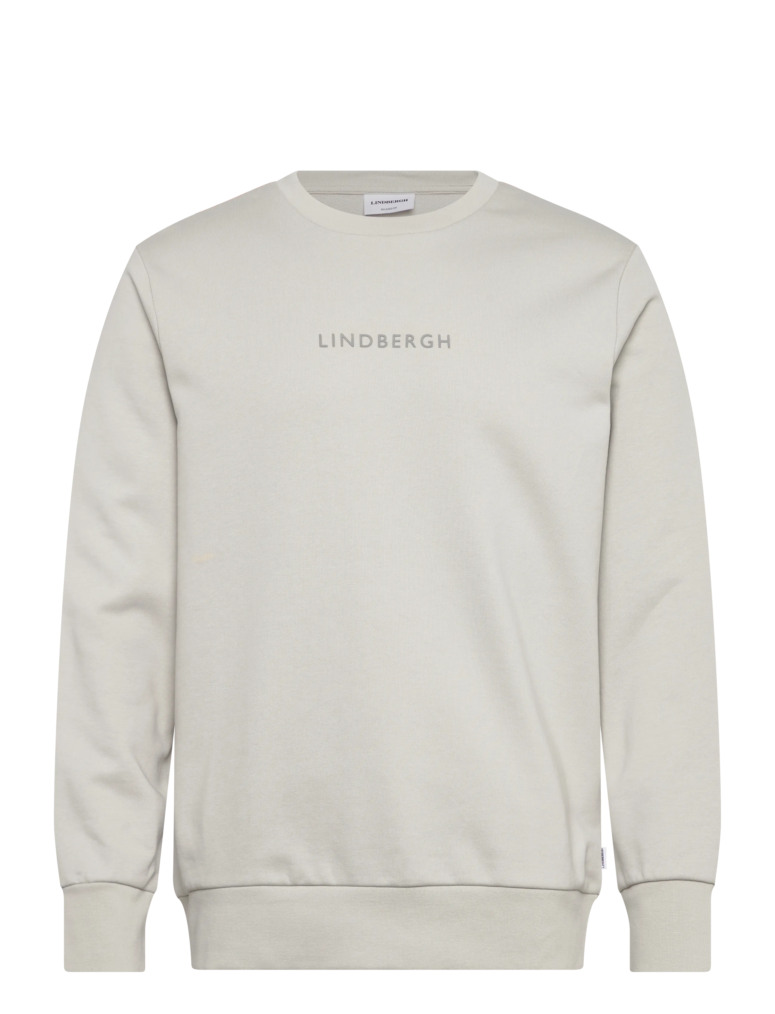 Lindbergh Logo chest print o-neck sweat - Sweatshirts & hættetrøjer - SOFT GREY / cream